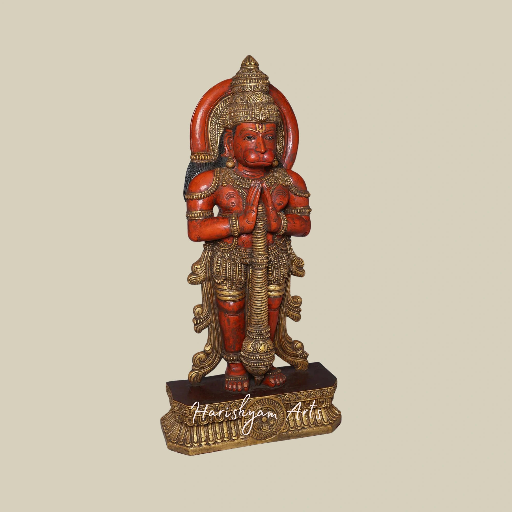 50" Unique wooden Hanuman sculpture1