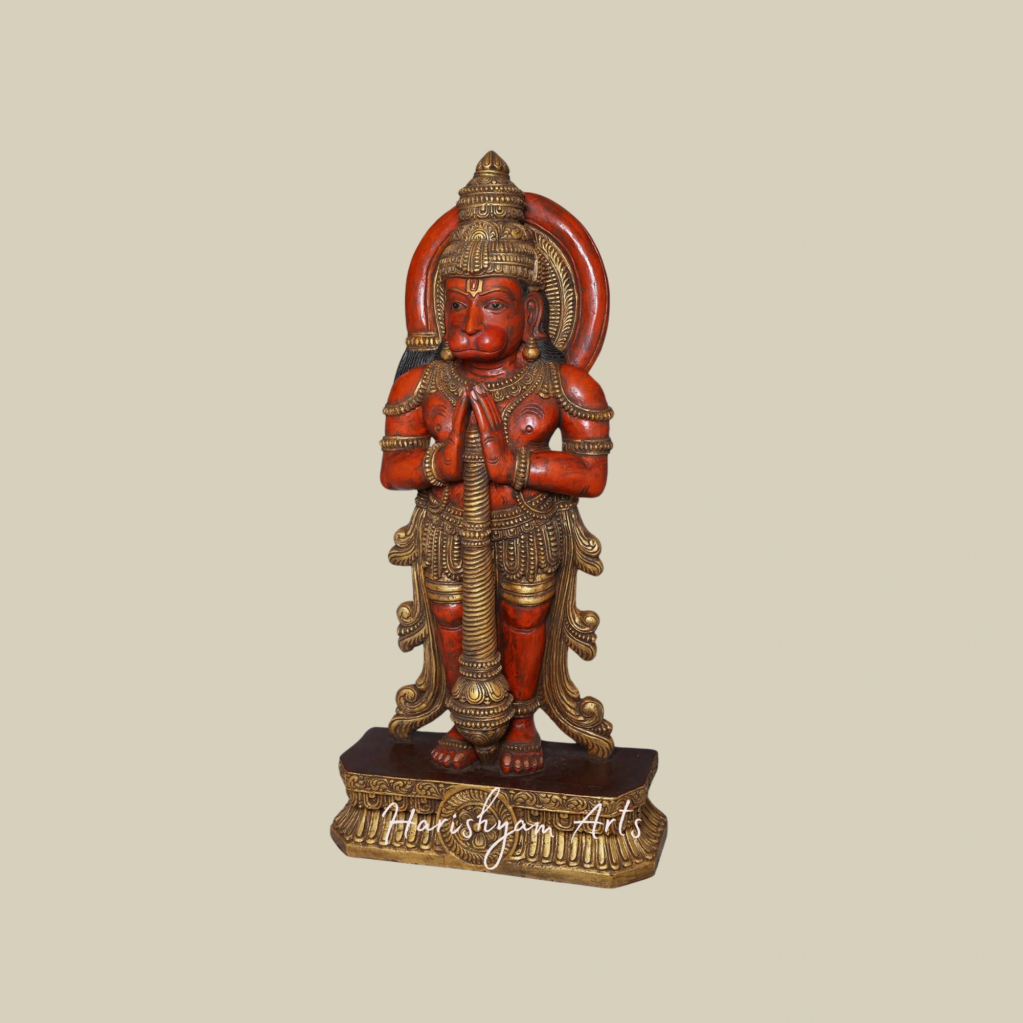 50" Unique wooden Hanuman sculpture3