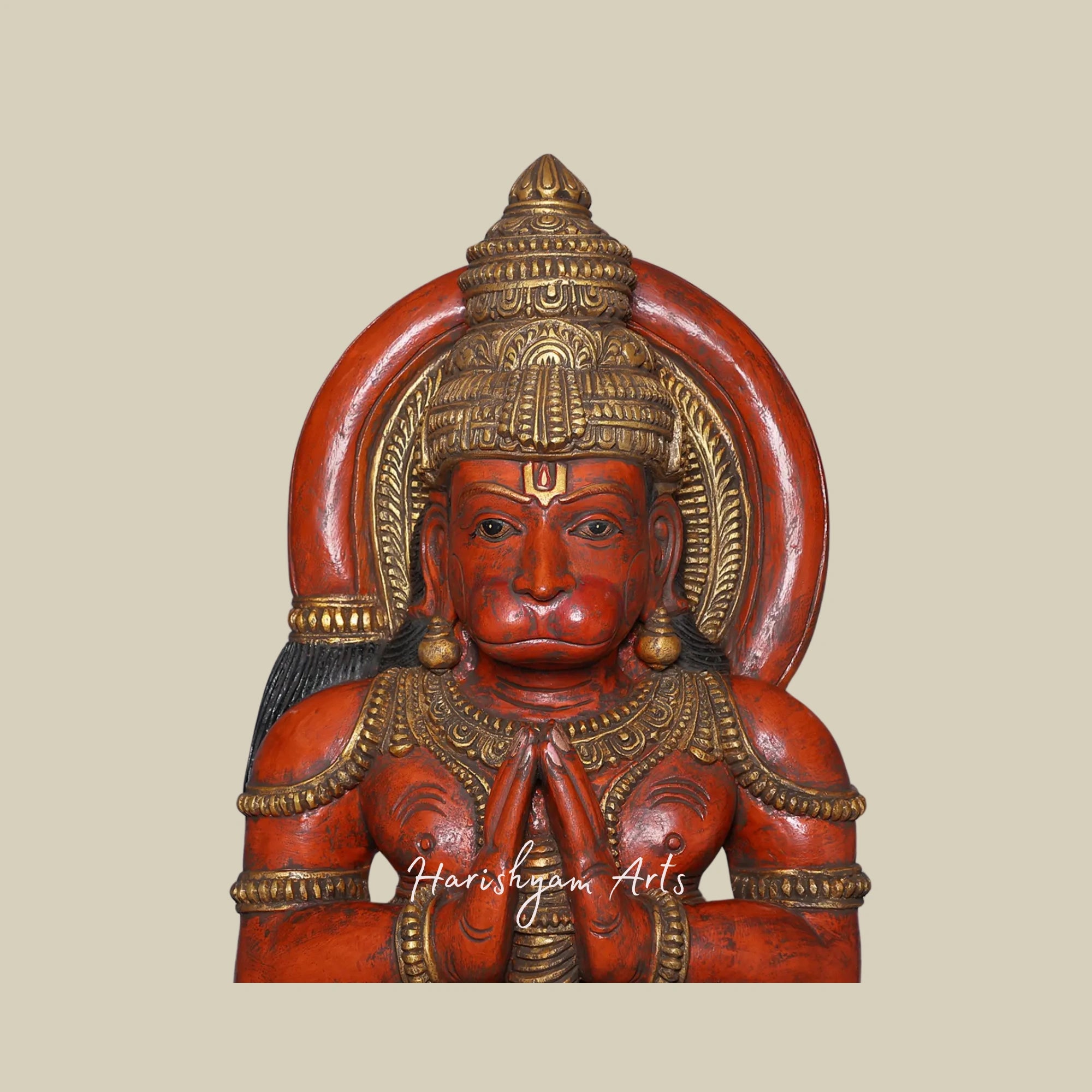 50" Unique wooden Hanuman sculpture3