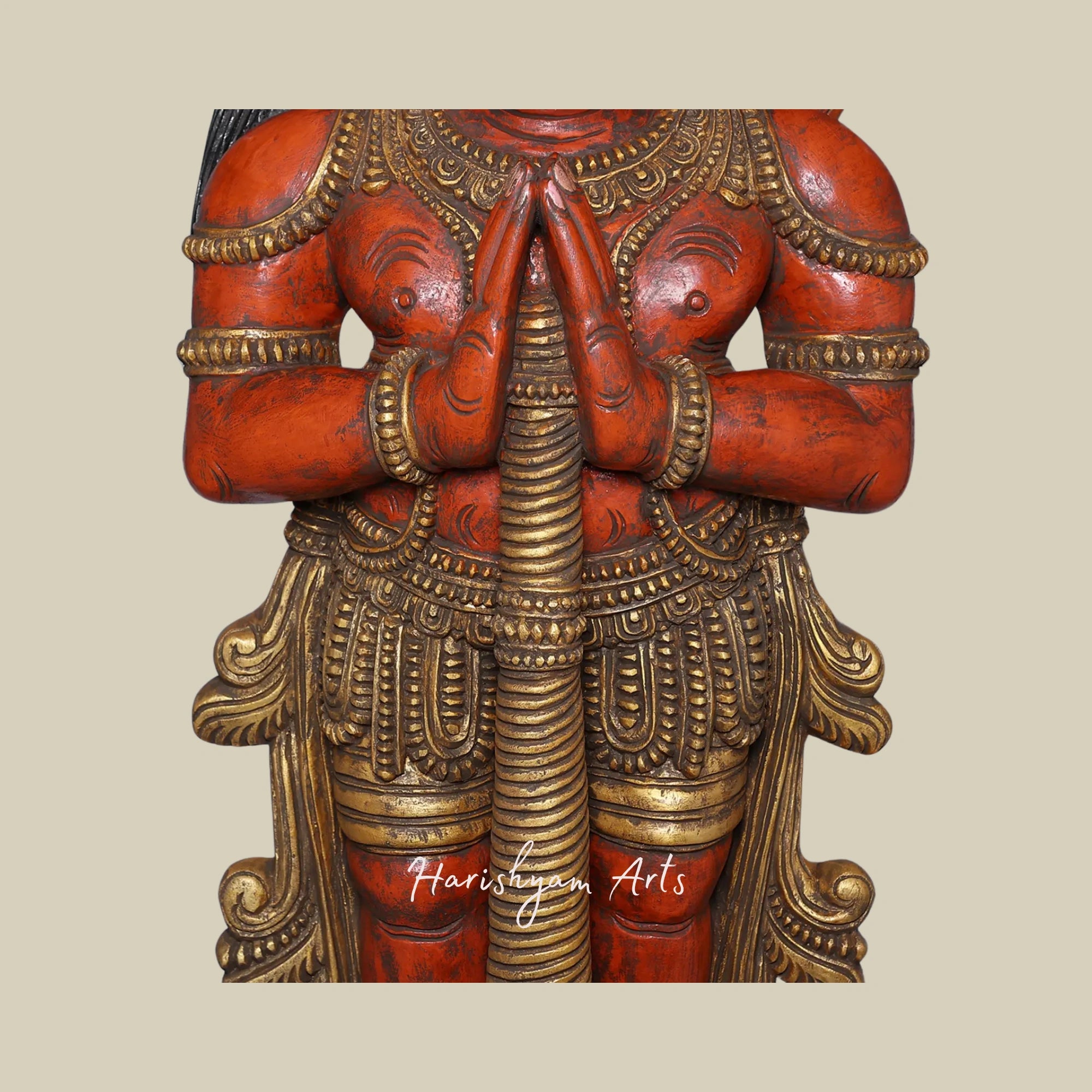 50" Unique wooden Hanuman sculpture4