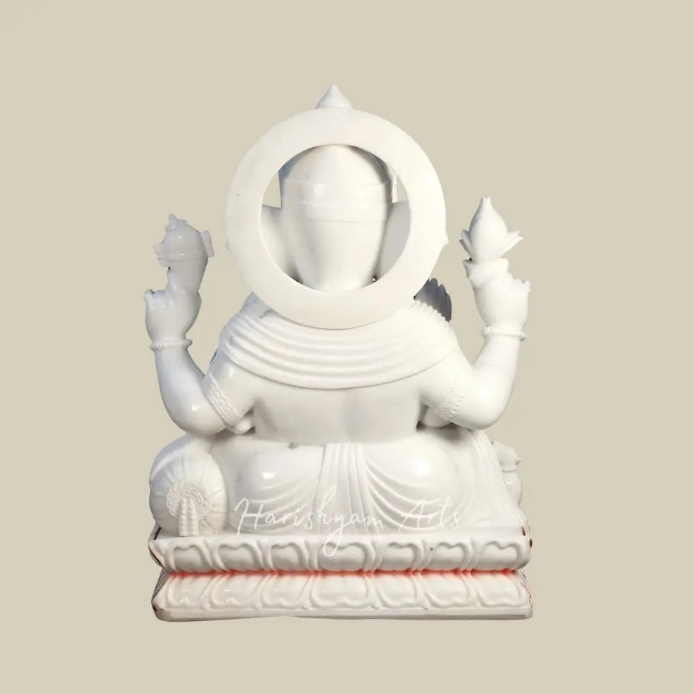 51" Super Large Lord Ganapati in White Marble Statue