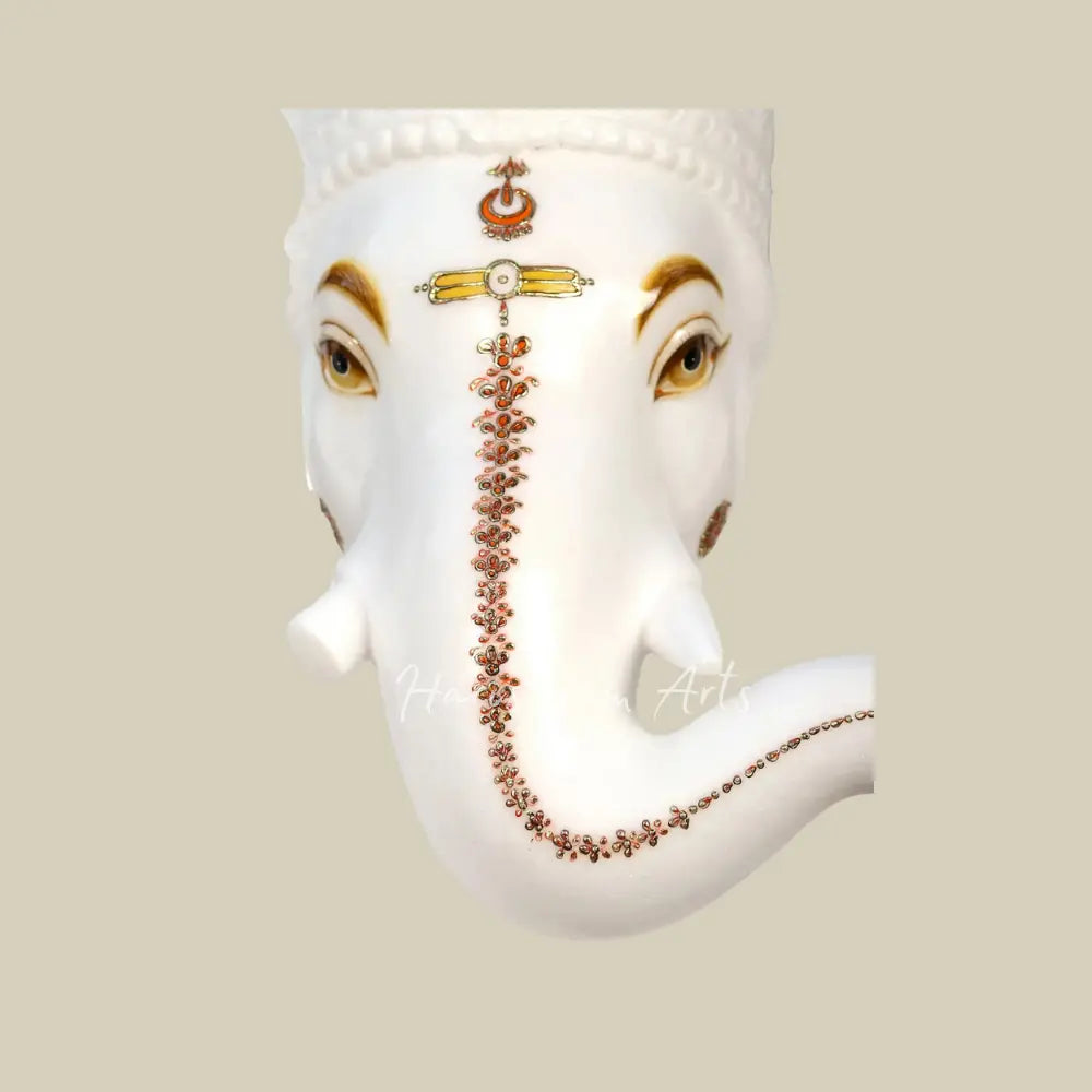 51" Super Large Lord Ganapati in White Marble Statue