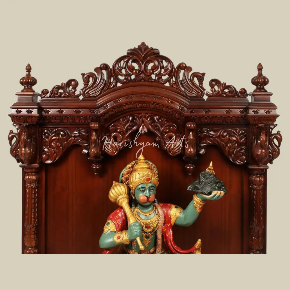 52 Wooden Designer Puja Temple with Double Drawer