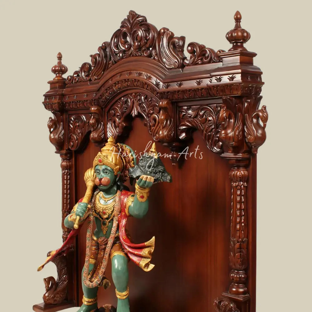 52 Wooden Designer Puja Temple with Double Drawer