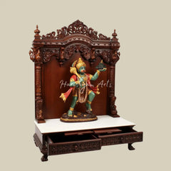 52 Wooden Designer Puja Temple with Double Drawer