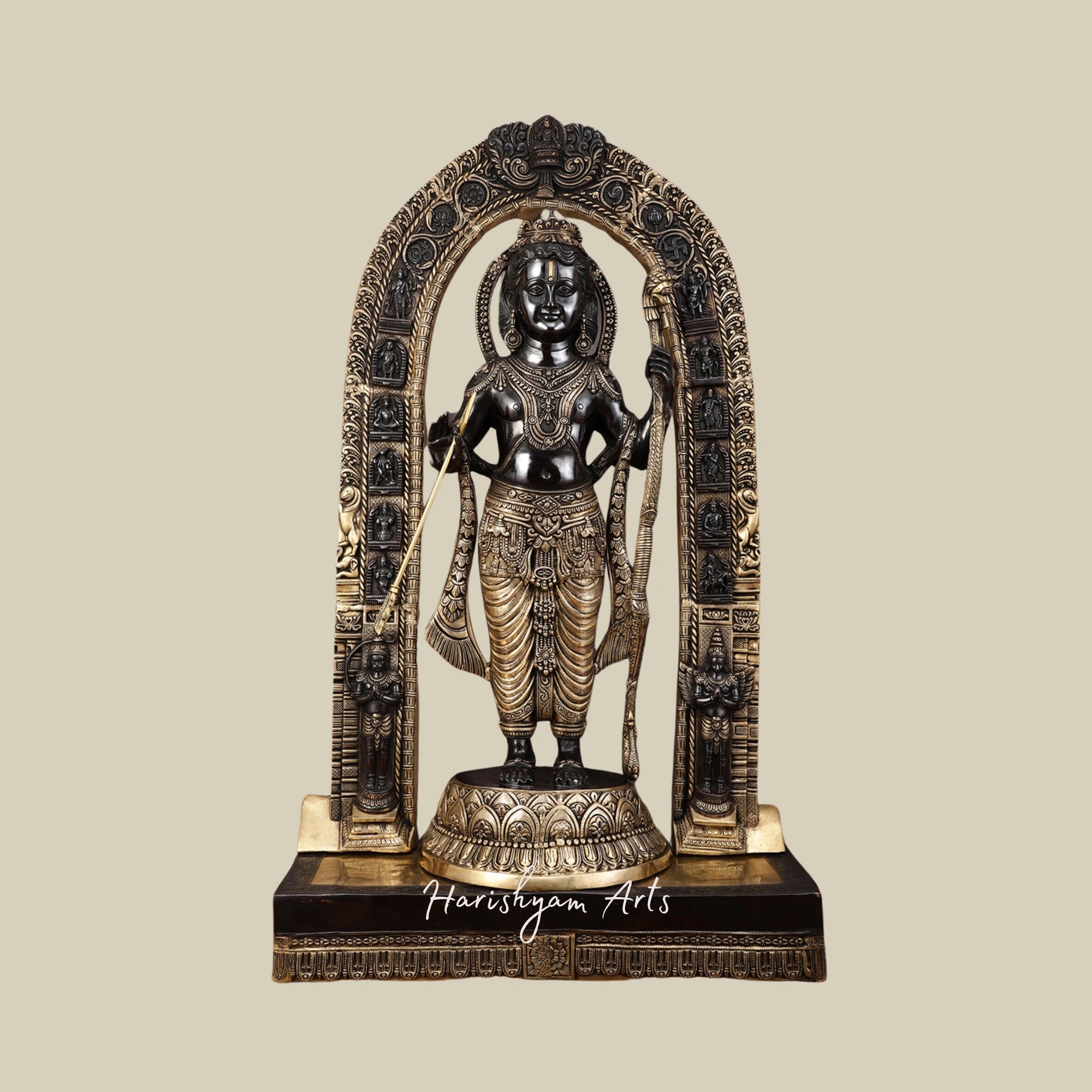 53" Large Brass Ayodhya Ram Lalla Idol in Black Finish for Mandir4