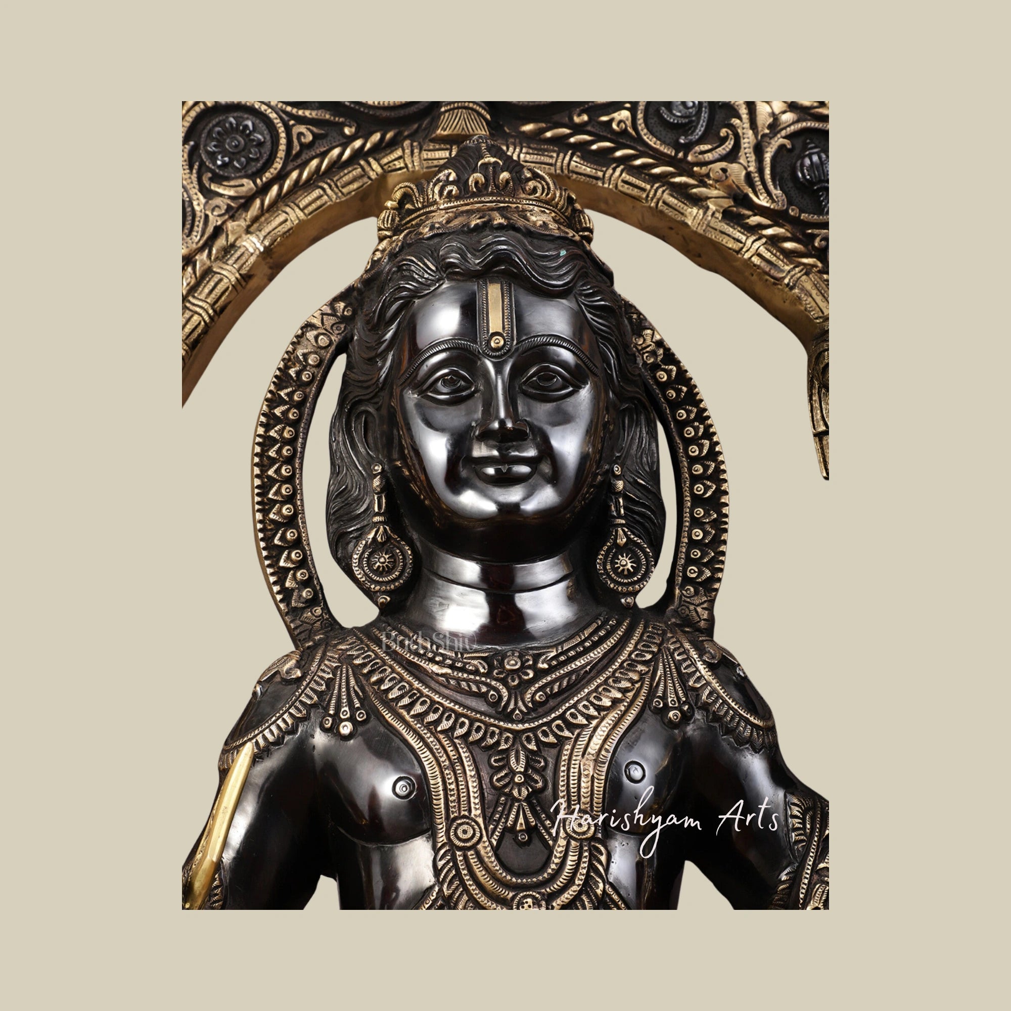 53" Large Brass Ayodhya Ram Lalla Idol in Black Finish for Mandir5