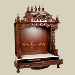 54" Wooden Temple For Home With Vaishnava Symbol