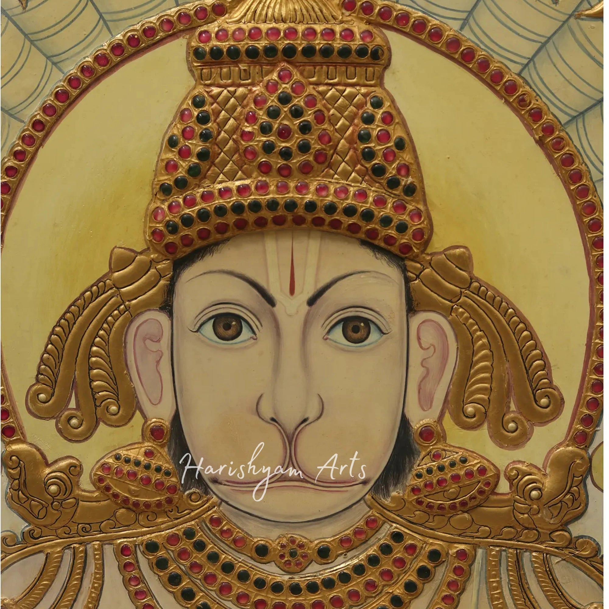 57" Classic Hanuman Ji Tanjore Painting in Ornate Frame2