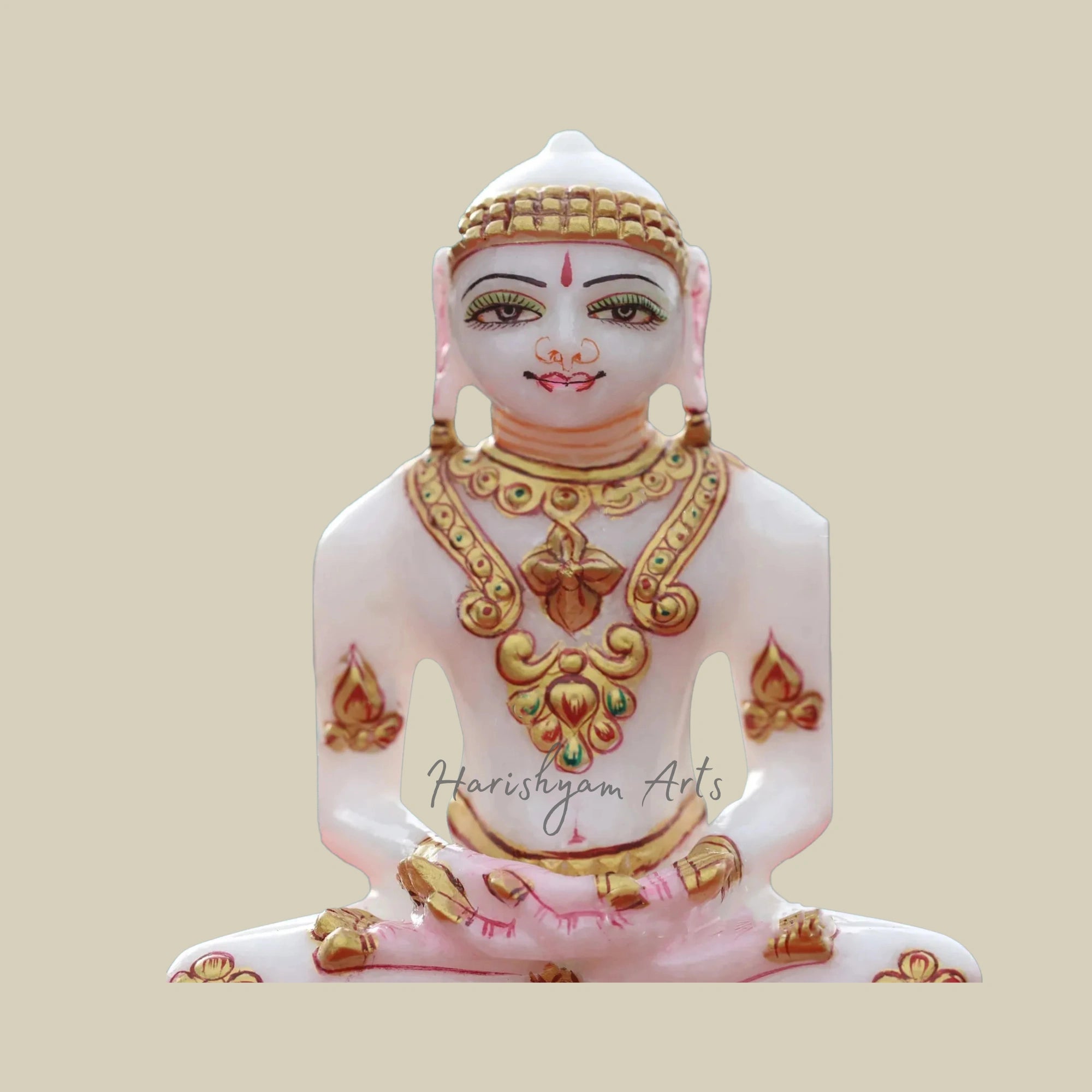 5" Hand-Carved Marble Mahavir Swami Idol for Jain Temple