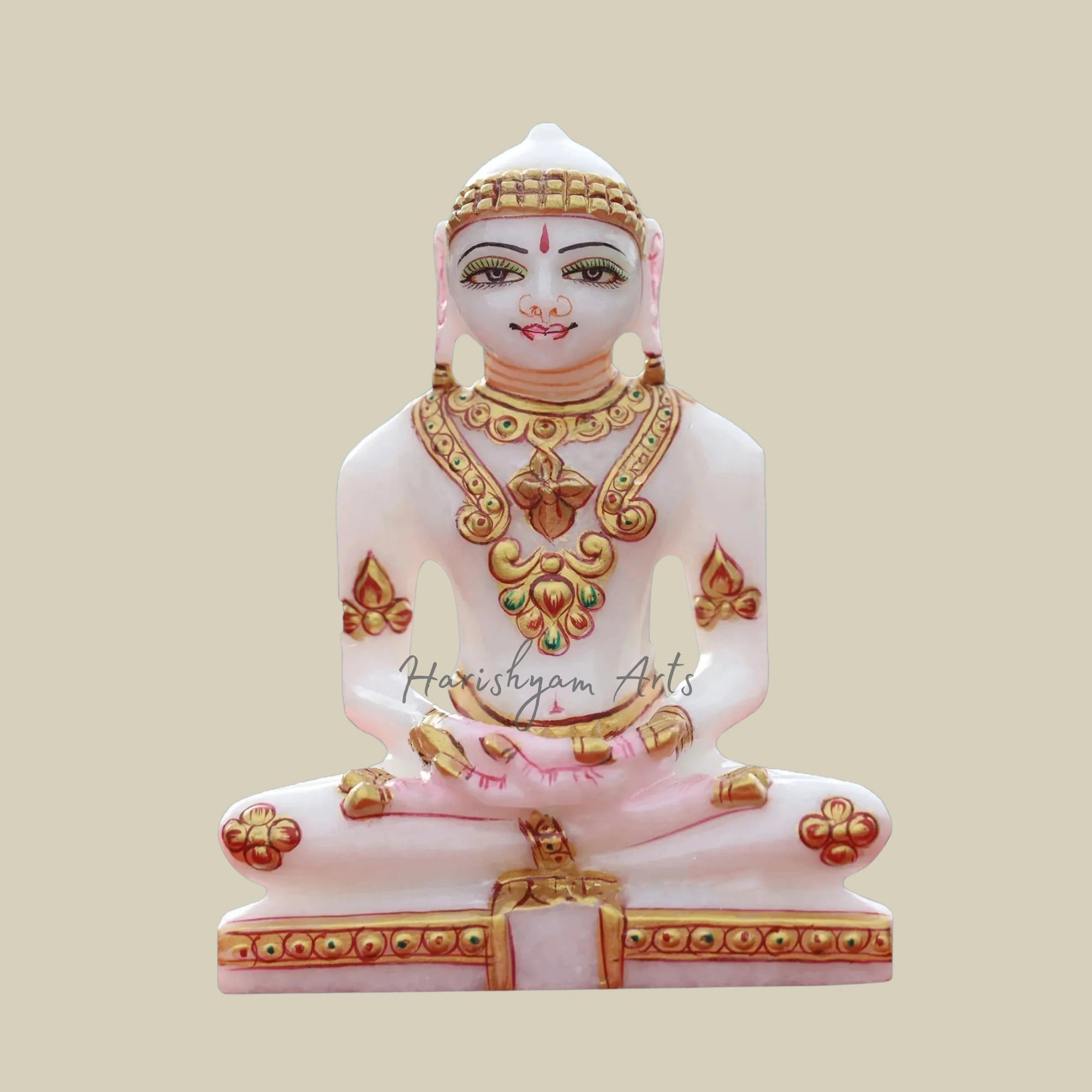 5" Hand-Carved Marble Mahavir Swami Idol for Jain Temple