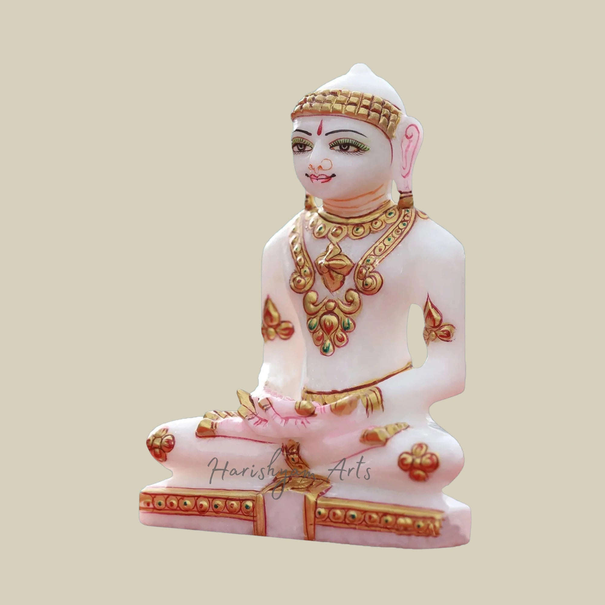 5" Hand-Carved Marble Mahavir Swami Idol for Jain Temple3