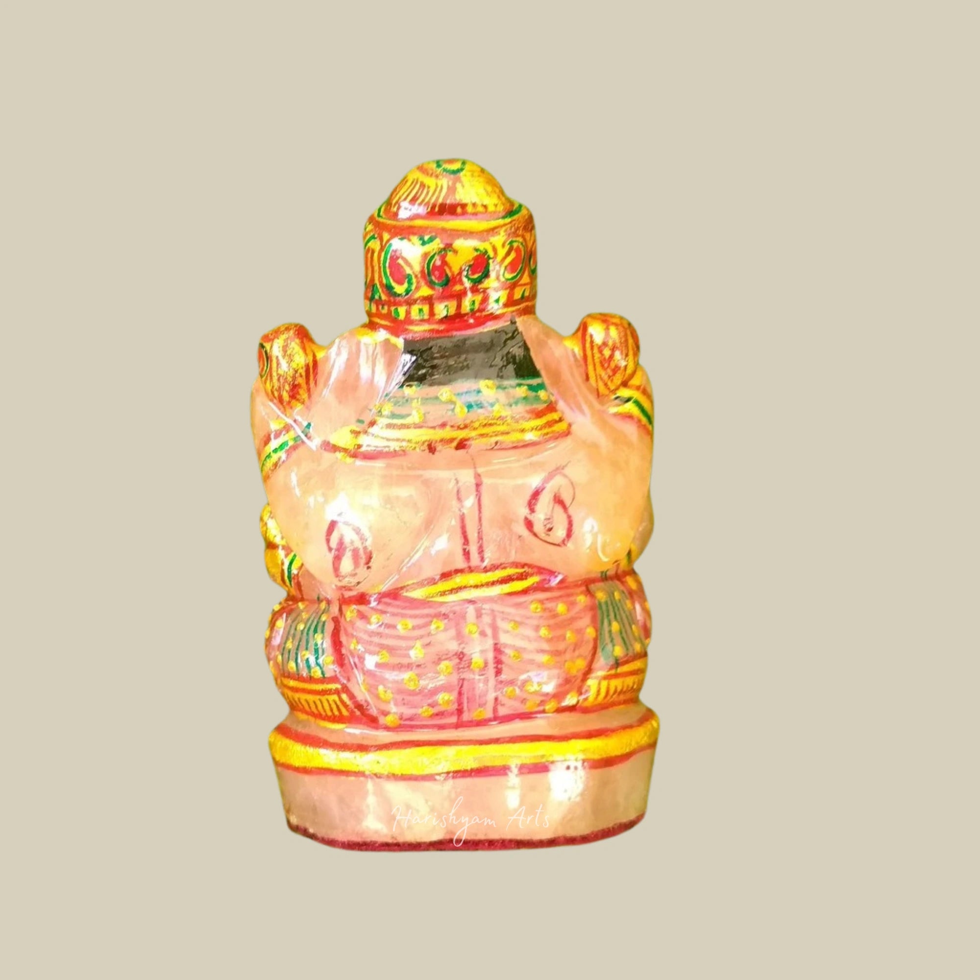 5" Rose Quartz Ganesh Murti Pink Crystal Ganesha Figurine Spiritual Stone Decor