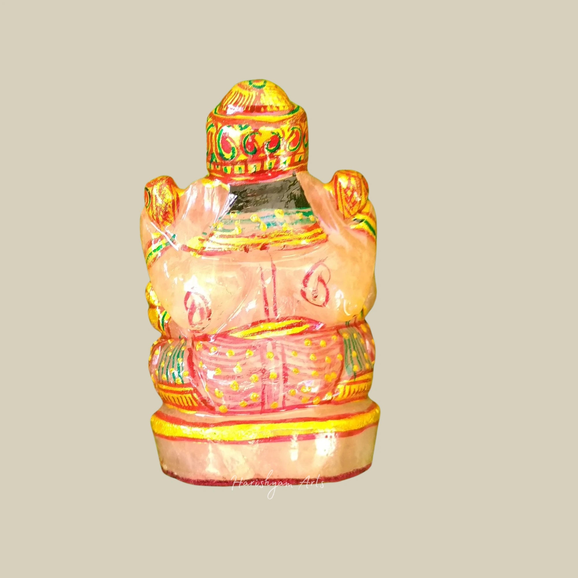 5" Rose Quartz Ganesh Murti Pink Crystal Ganesha Figurine Spiritual Stone Decor