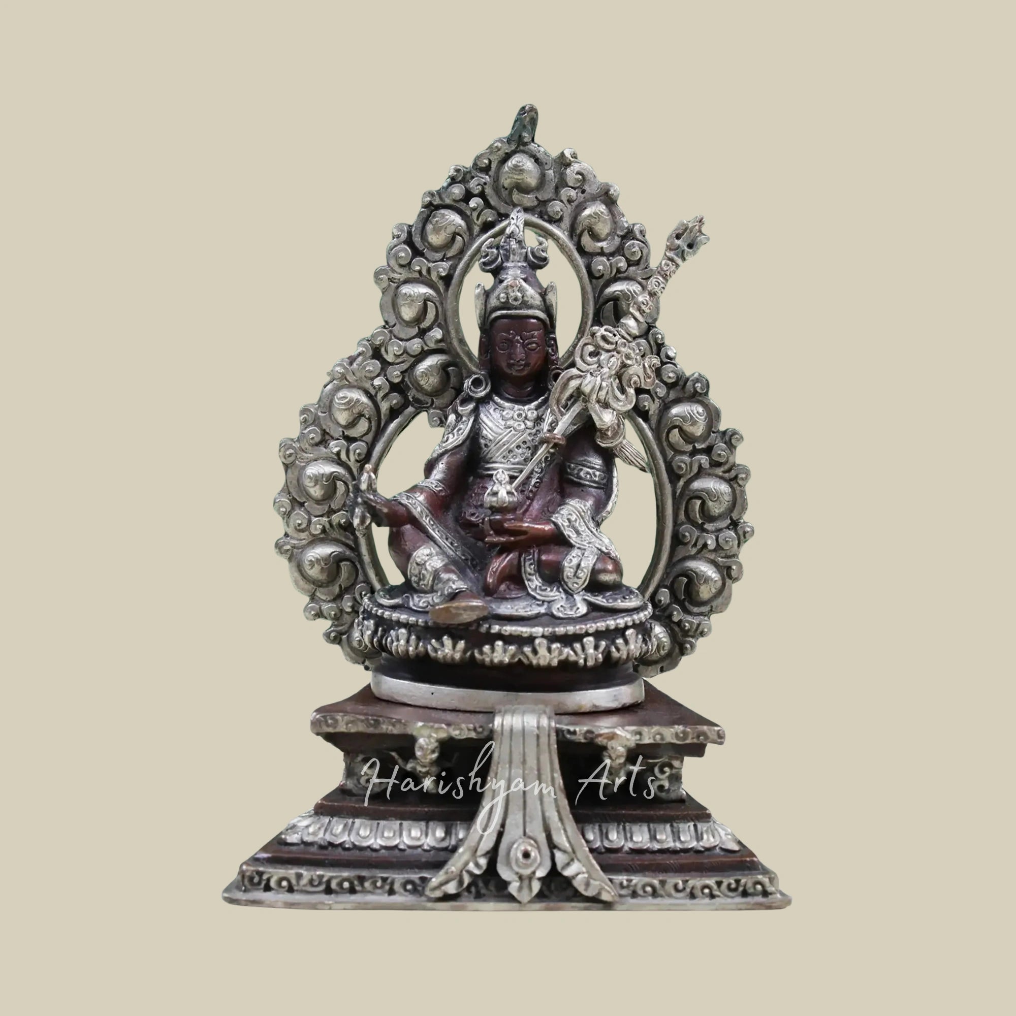 5" Small Copper Guru Padmasambhava Figurine Handmade in Nepal