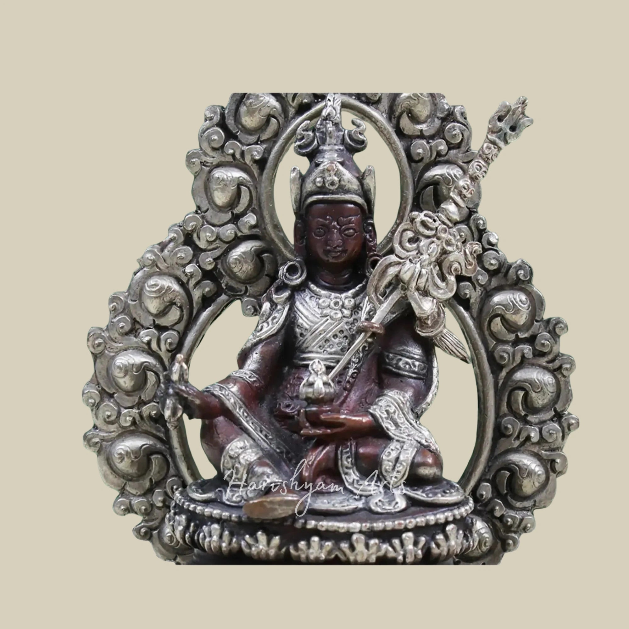 5" Small Copper Guru Padmasambhava Figurine Handmade in Nepal