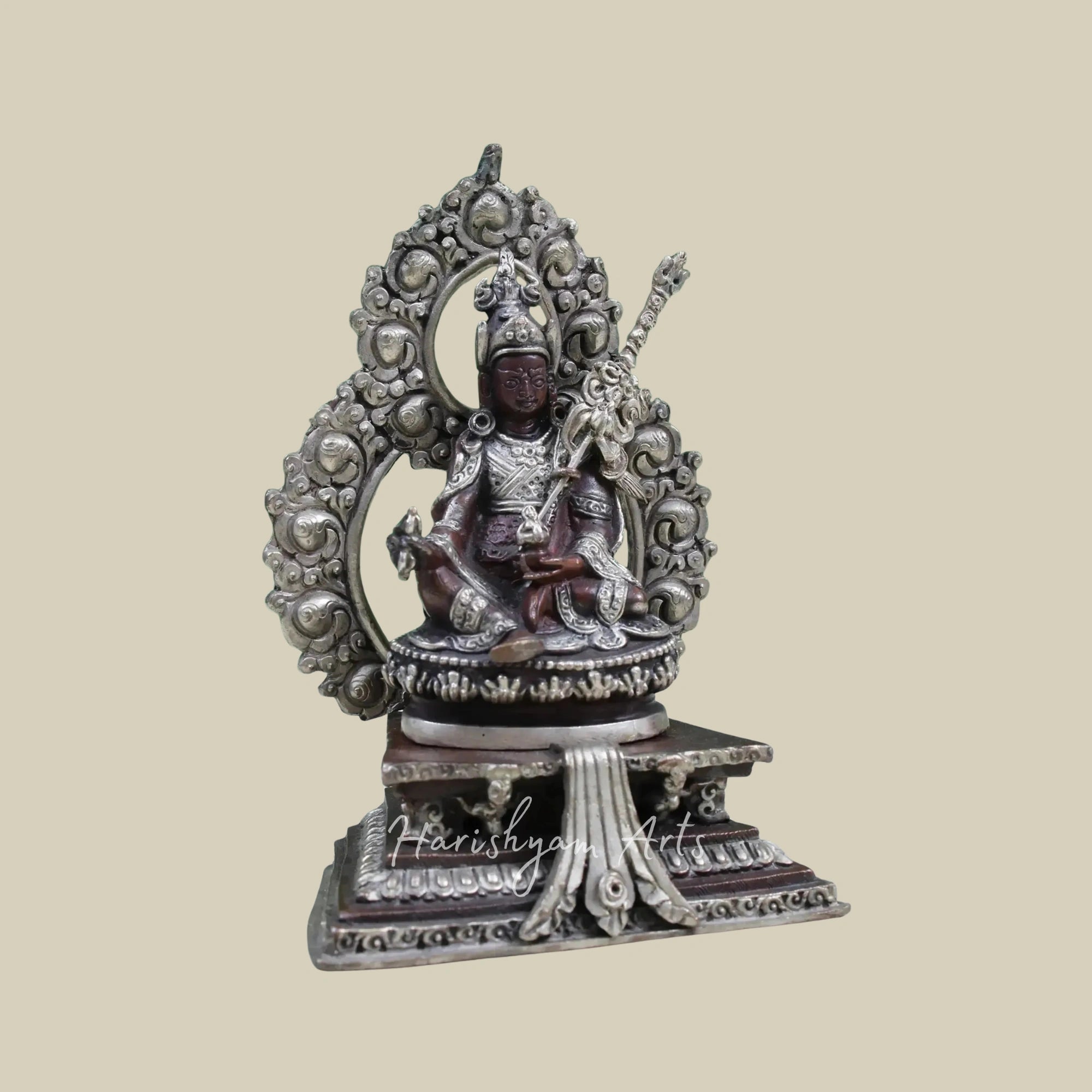 5" Small Copper Guru Padmasambhava Figurine Handmade in Nepal