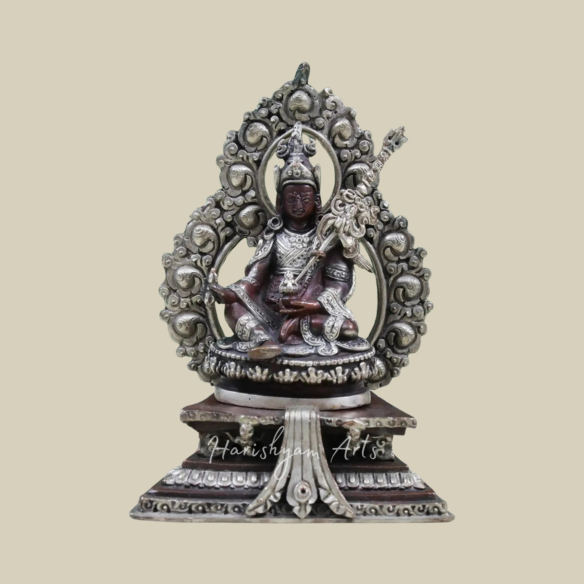 5" Small Copper Guru Padmasambhava Figurine Handmade in Nepal