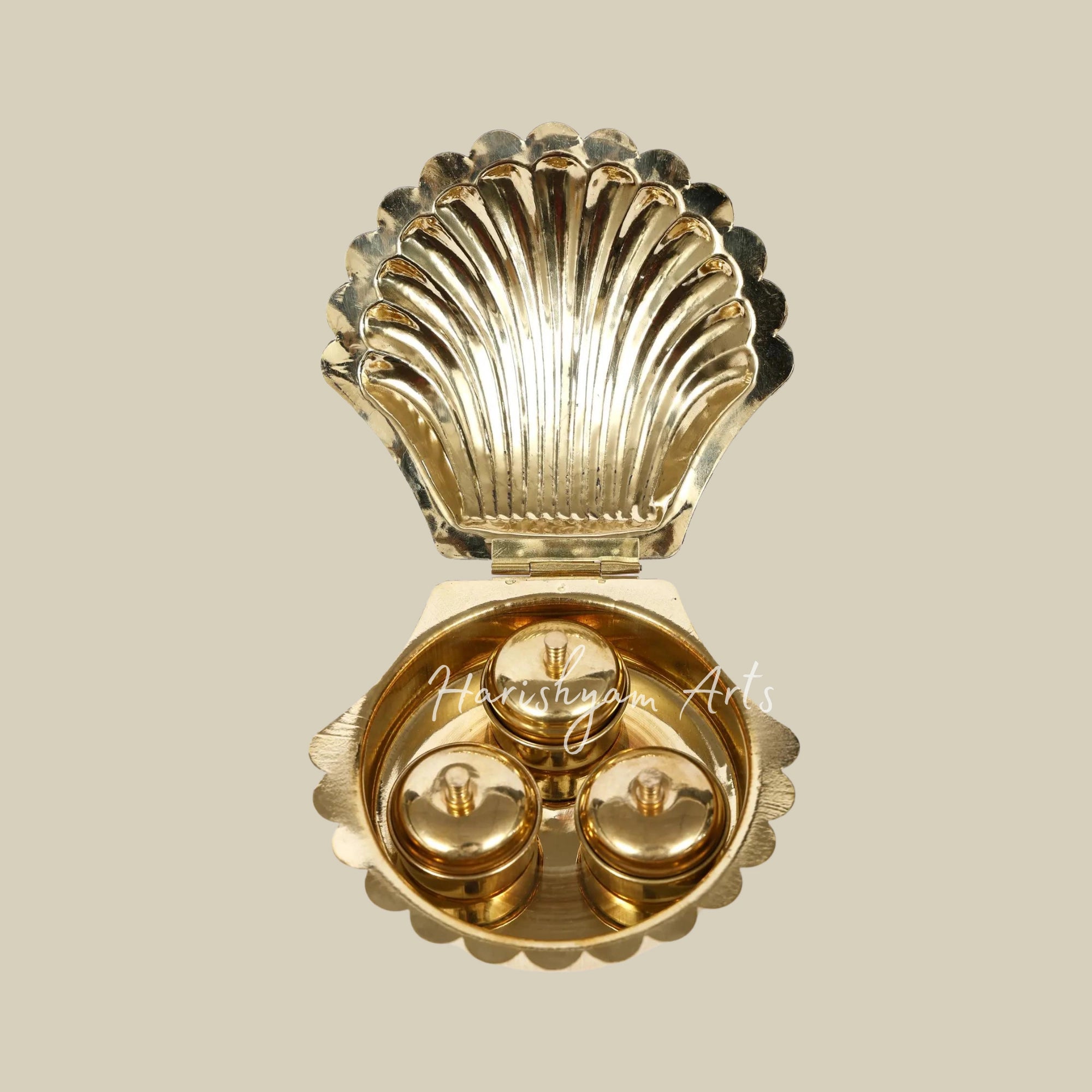 5" Brass Oyster Kumkum Box2