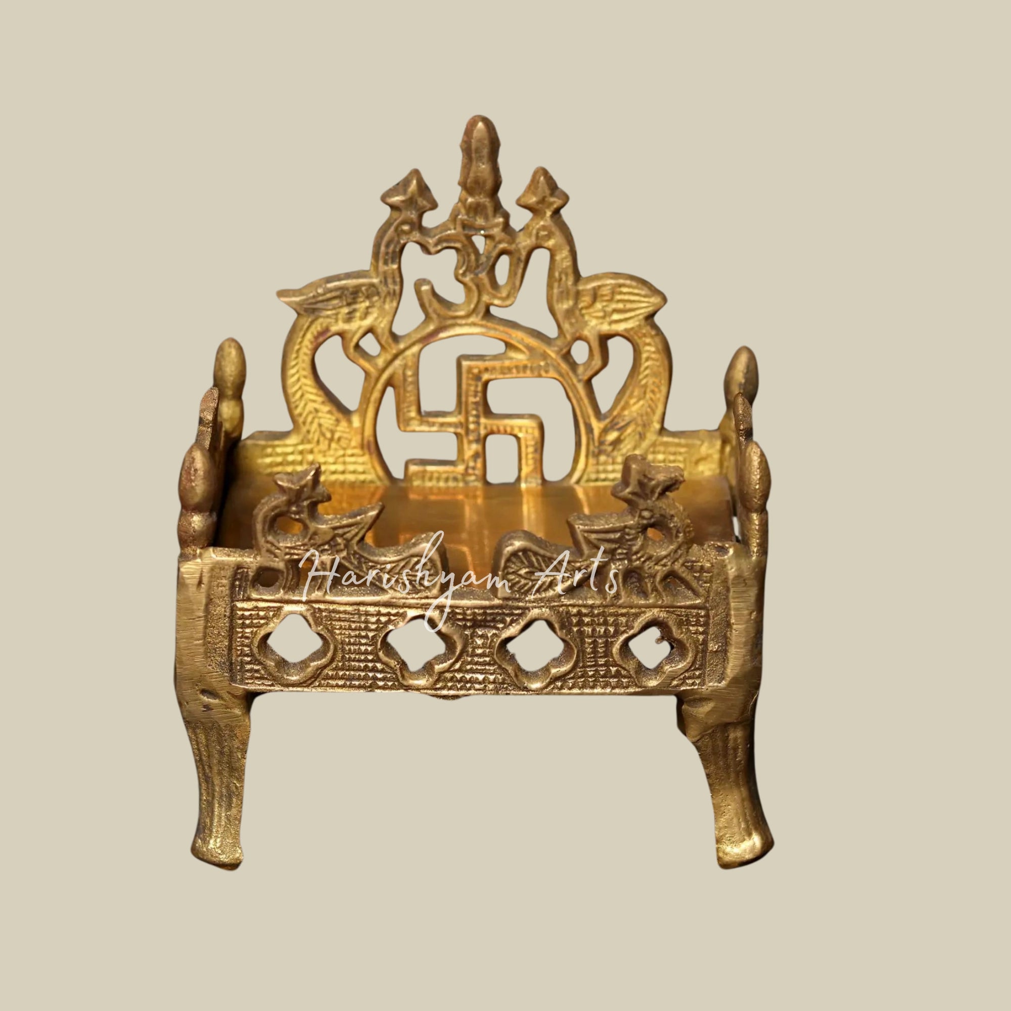 5" Brass Temple Throne with Intricate Design