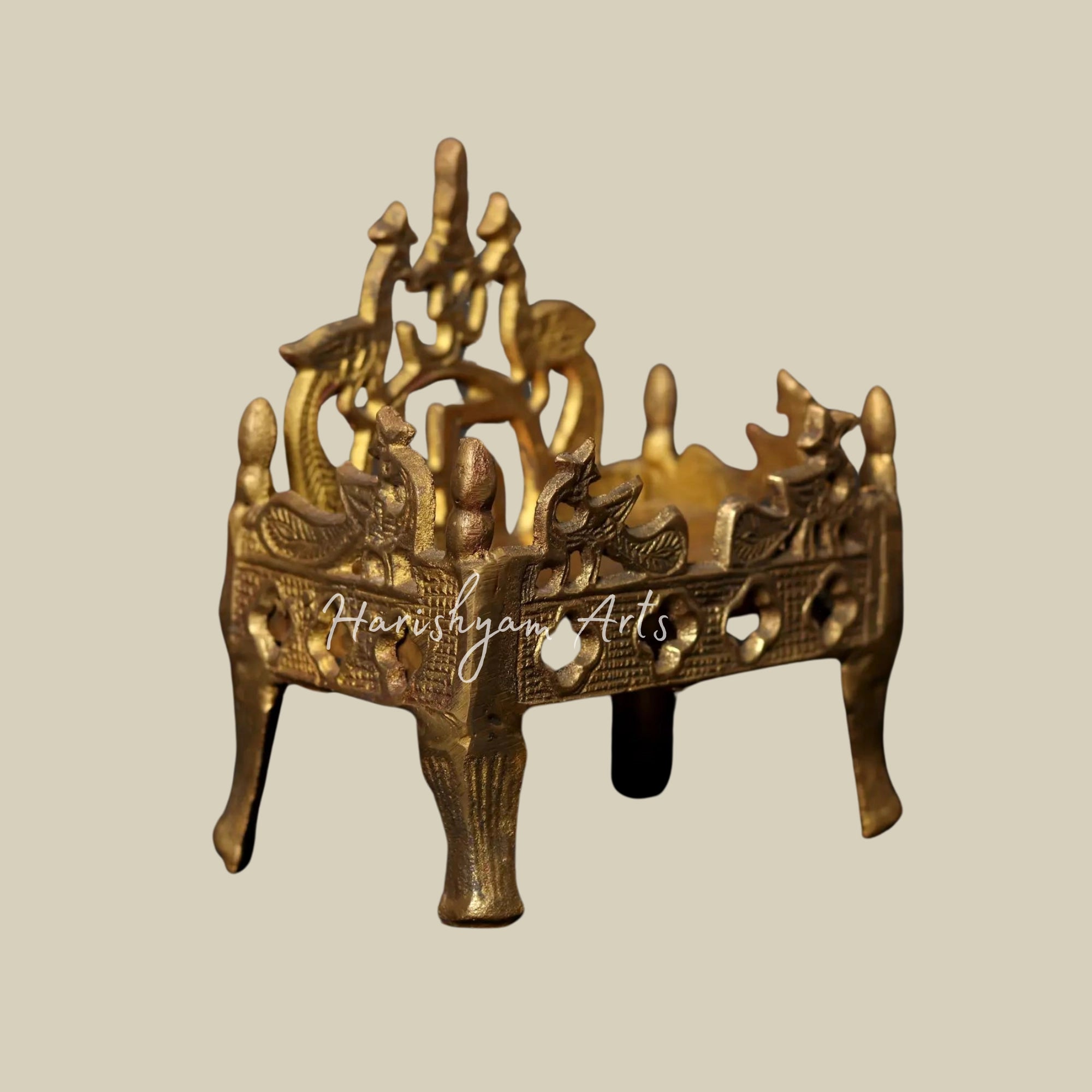 5" Brass Temple Throne with Intricate Design1