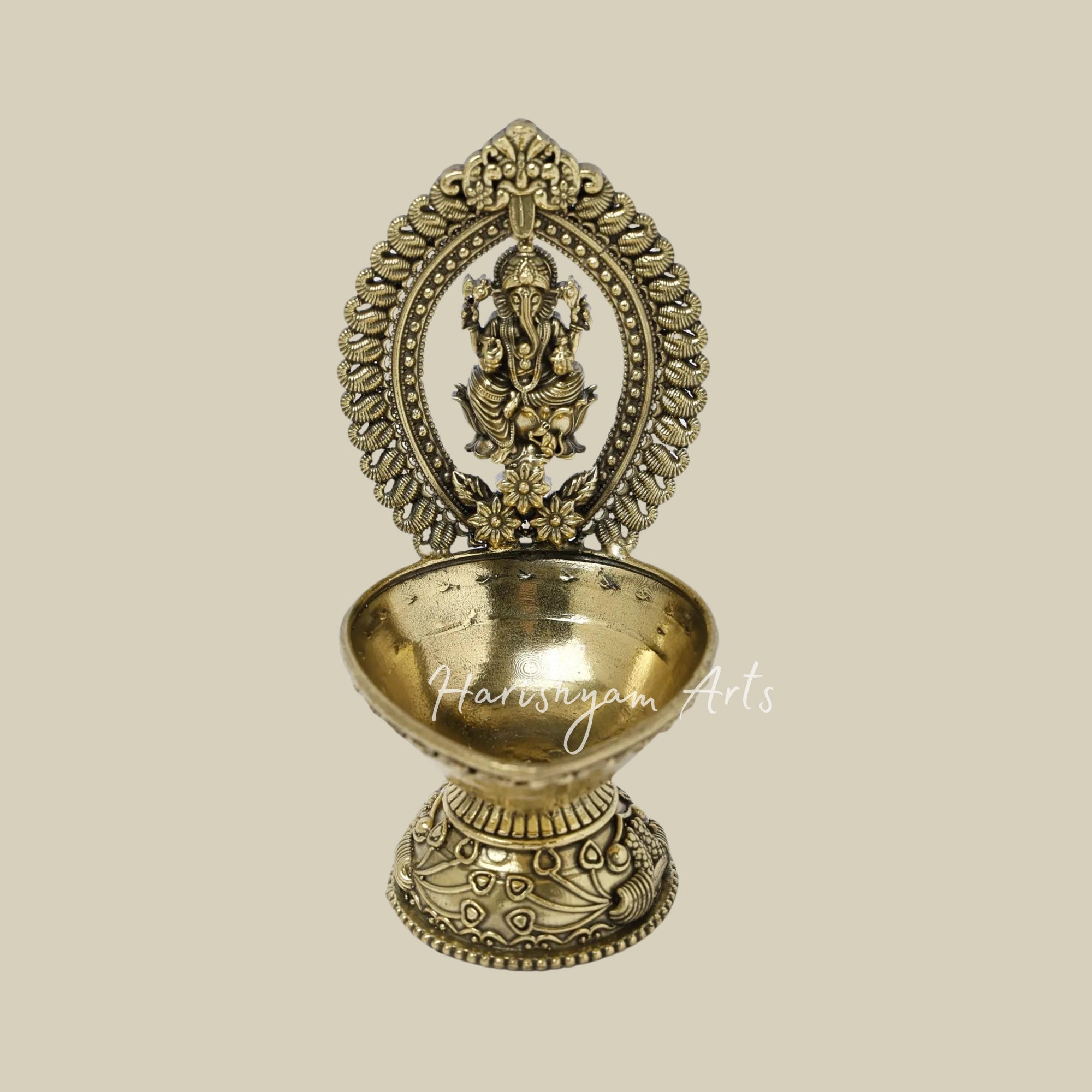 5" Small Brass Ganesha Lamp1