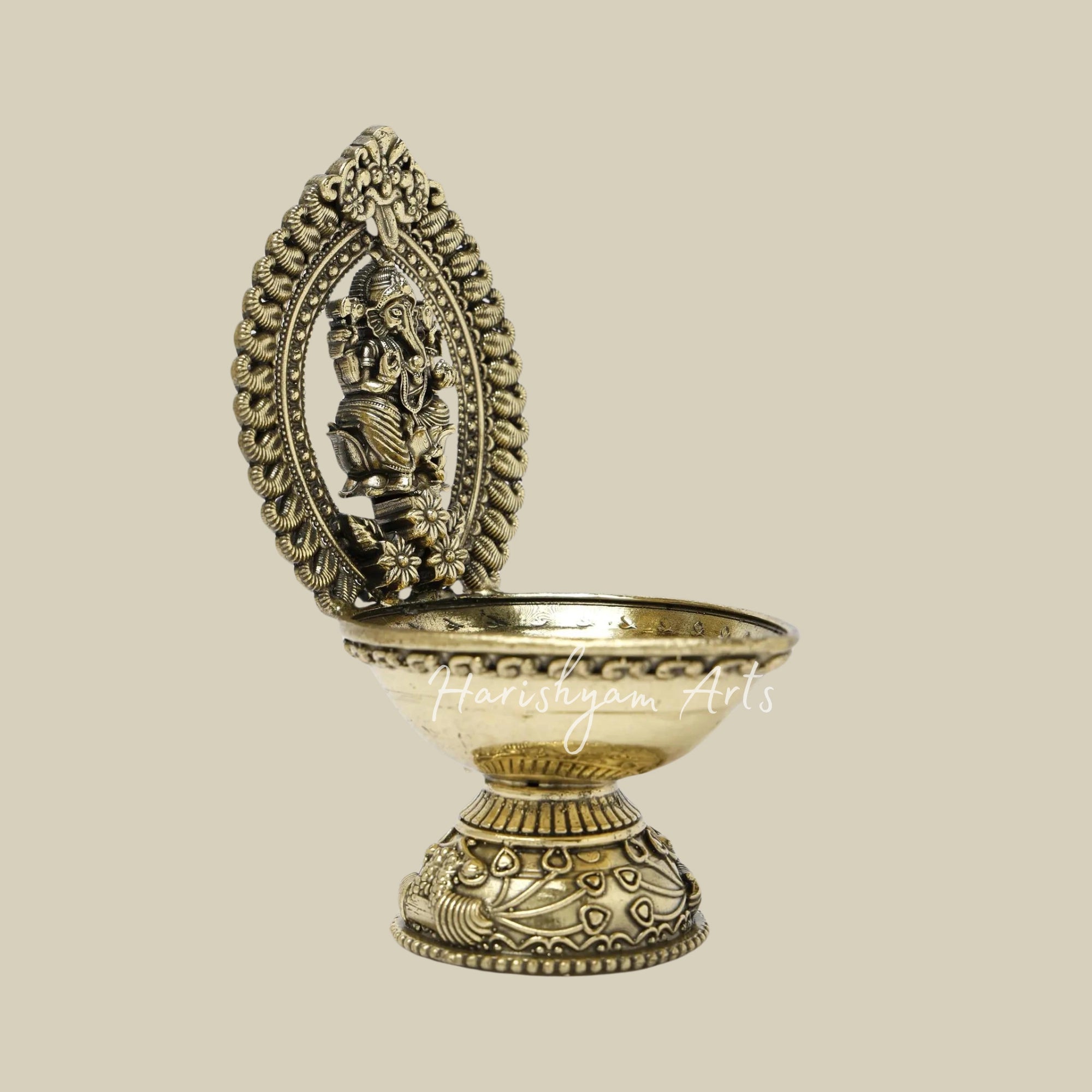 5" Small Brass Ganesha Lamp2