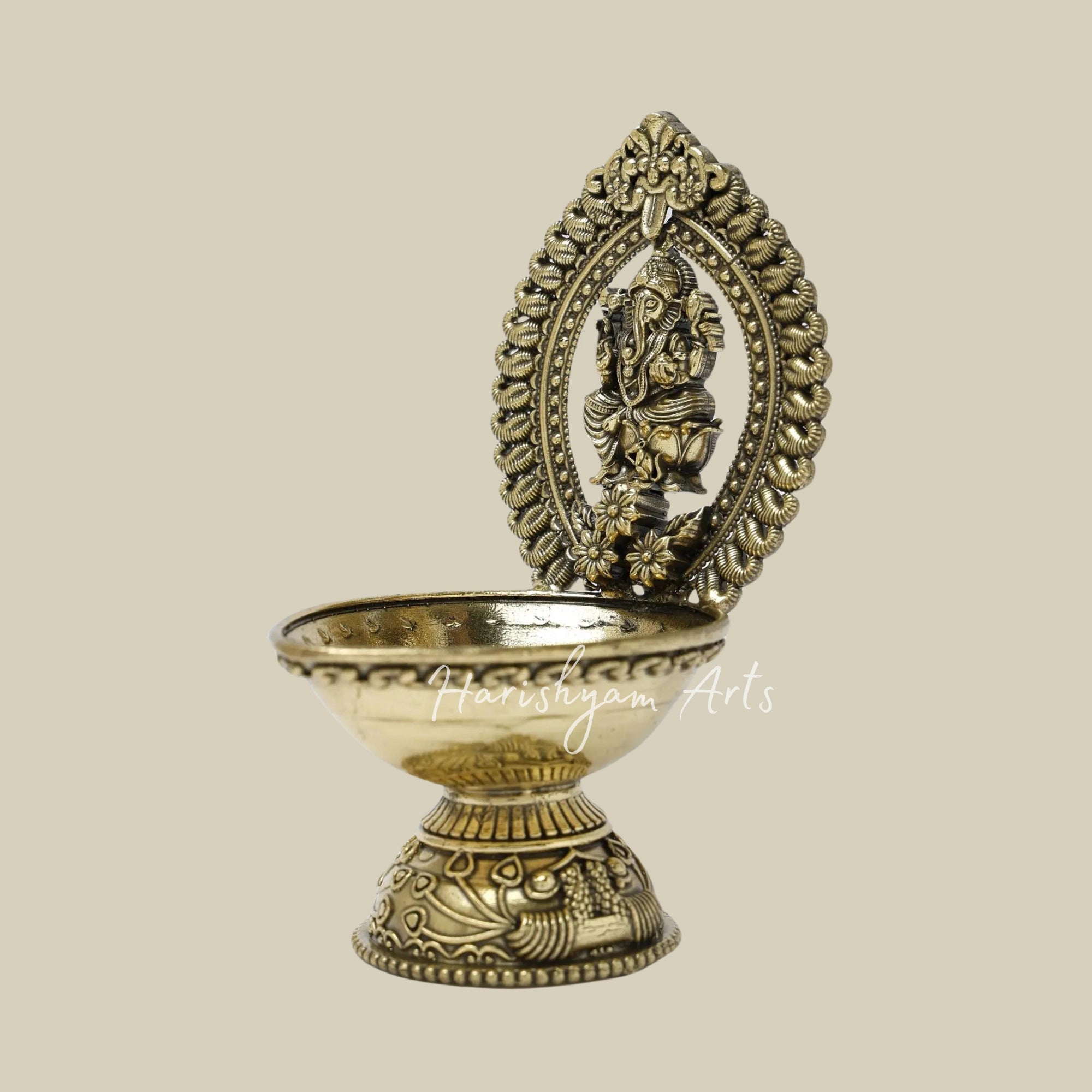 5" Small Brass Ganesha Lamp3