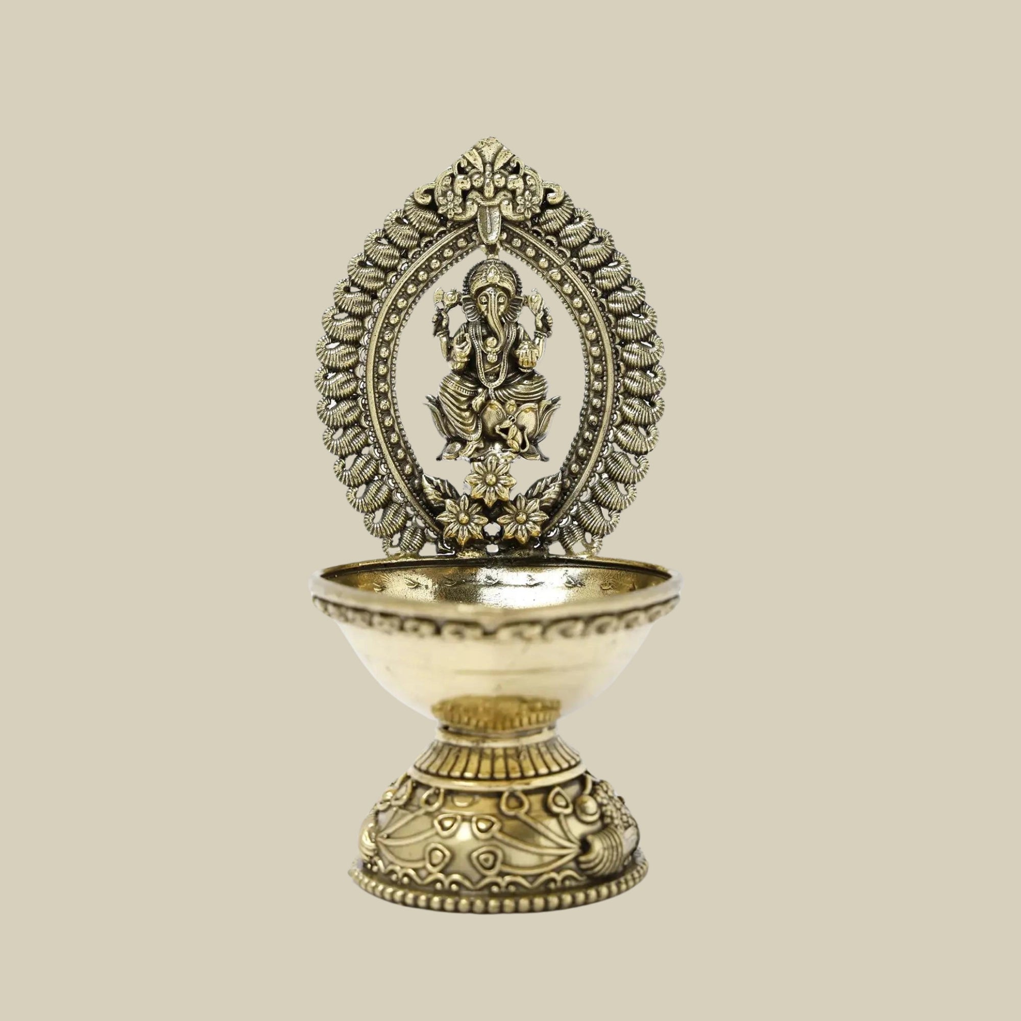 5" Small Brass Ganesha Lamp5