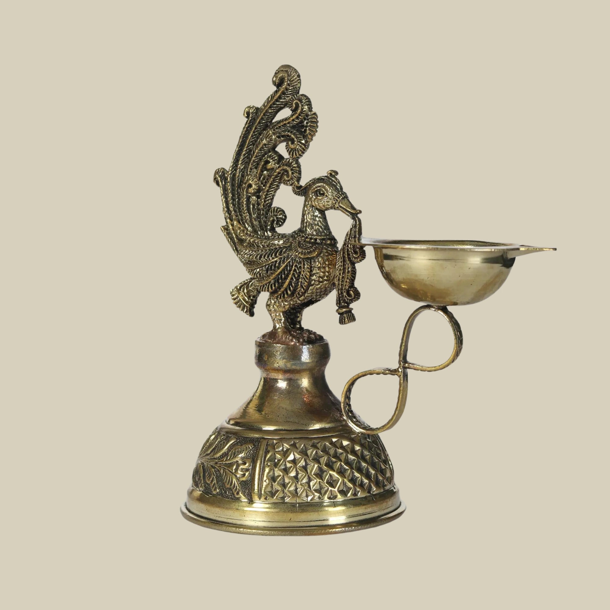 5" Small Brass Superfine Peacock Diya