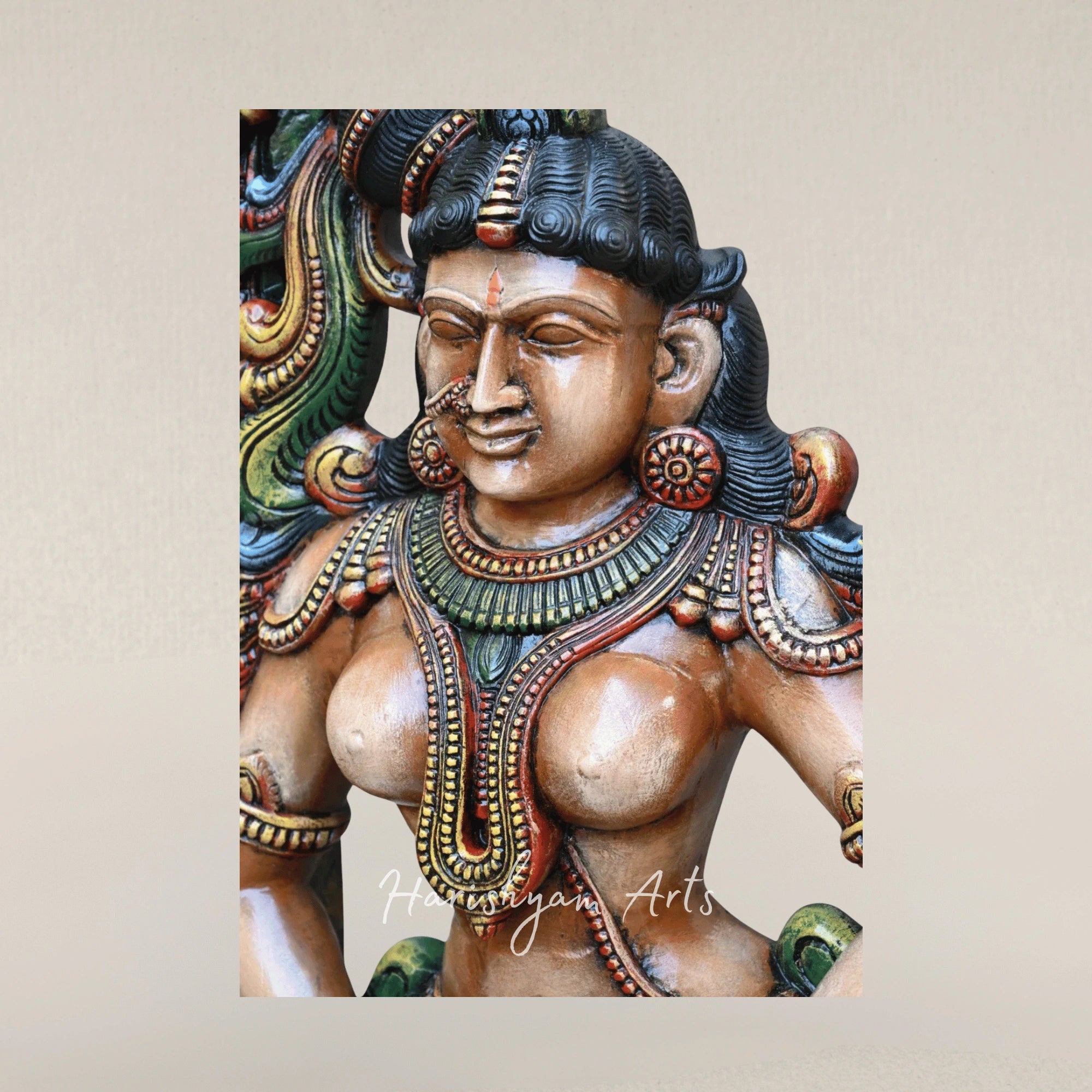 60" Grand Wooden Apsara Goddess Statue in Graceful Dance Pose