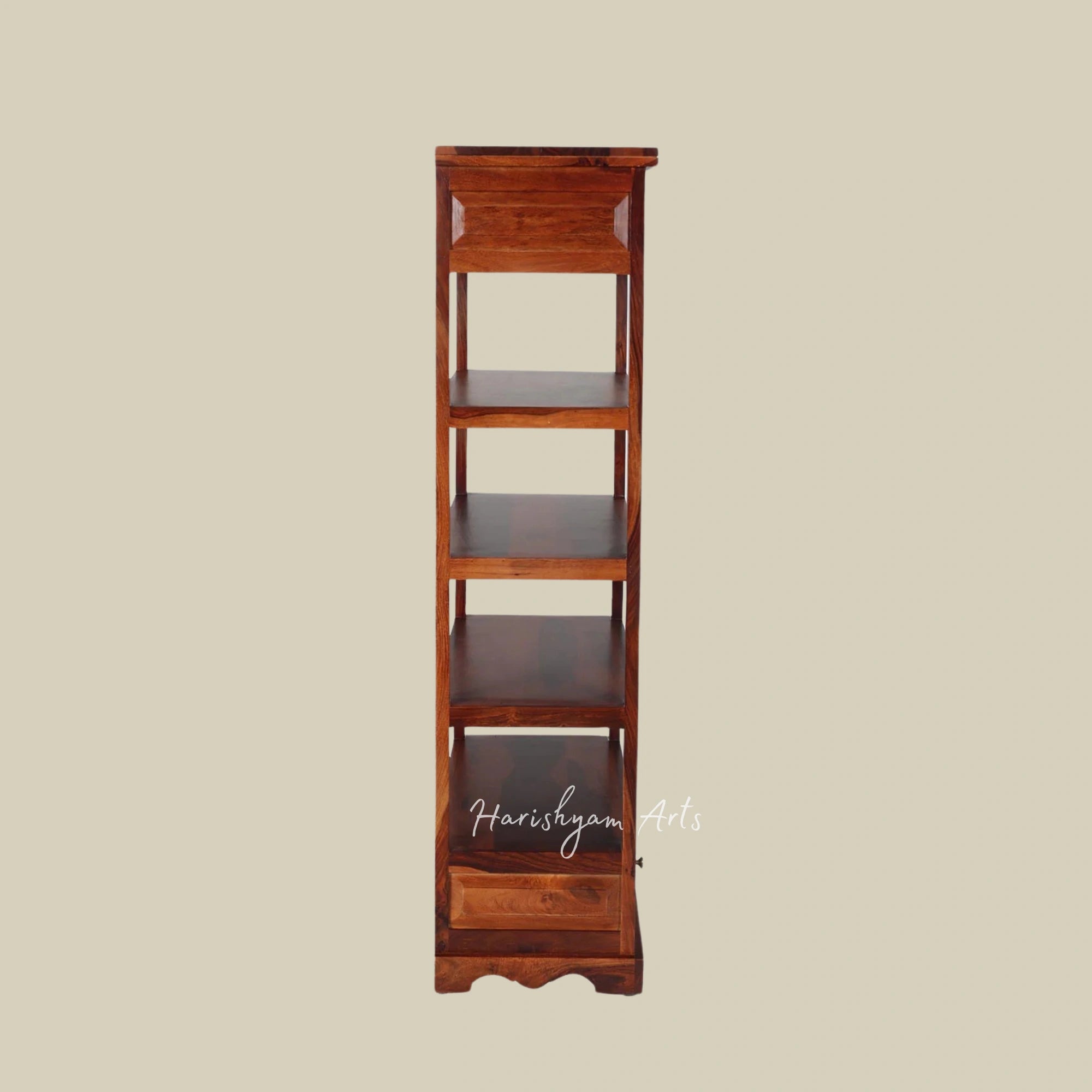 60" Honey Oak Finish Siramika Sheesham Wood Bookshelf