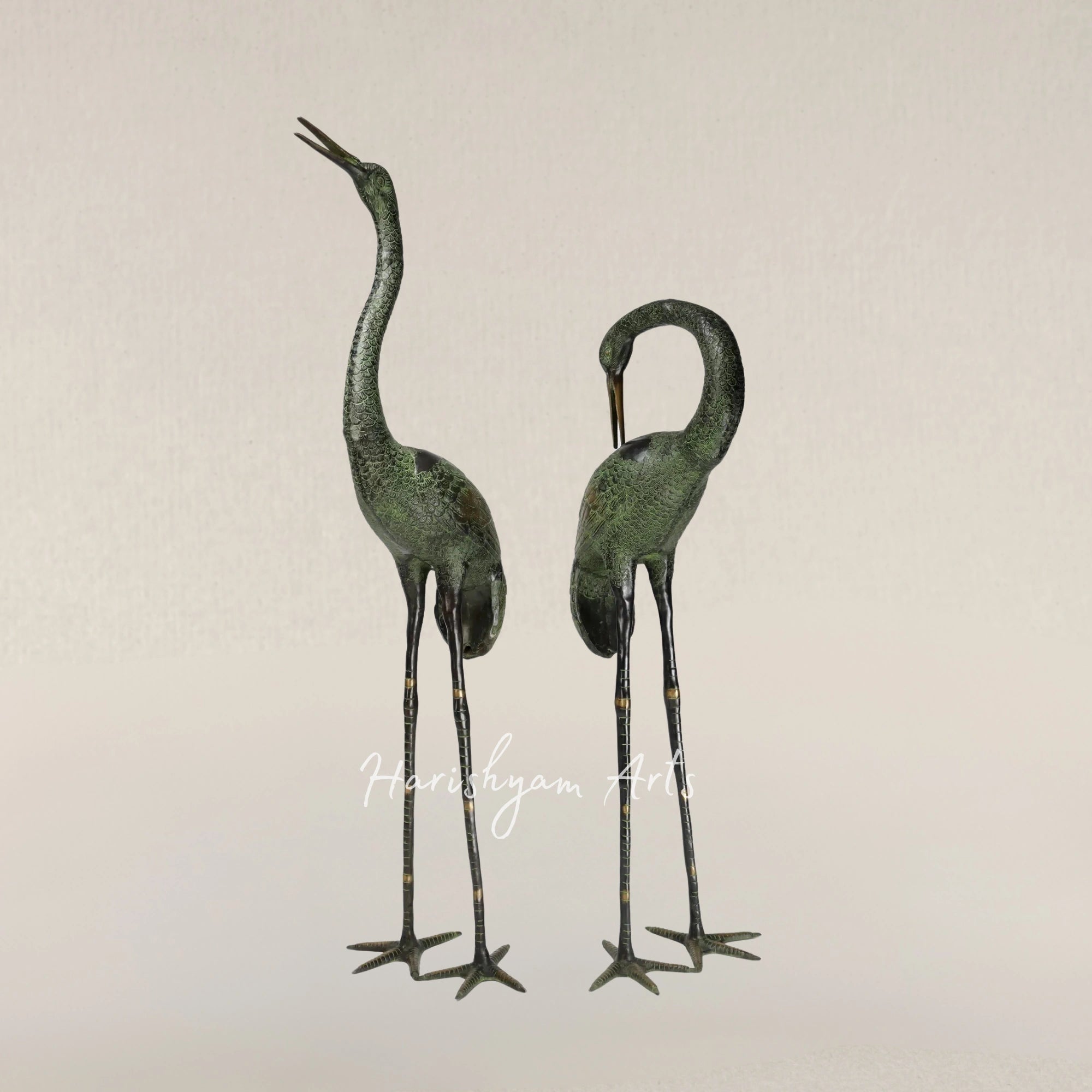 60" Large Pair of Herons | Brass Statues | Home Decor
