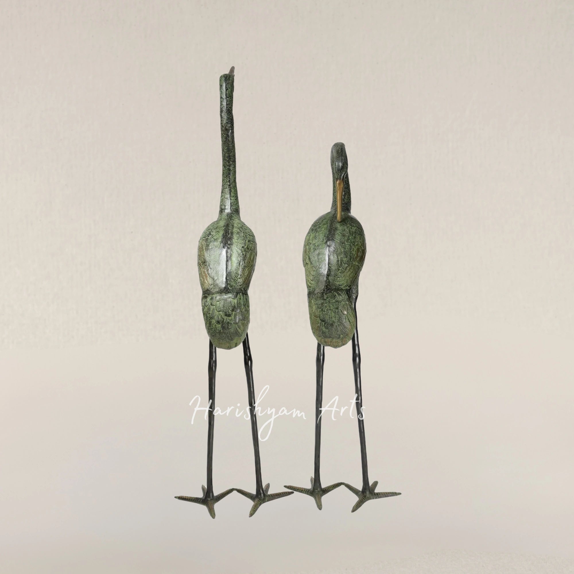 60" Large Pair of Herons | Brass Statues | Home Decor