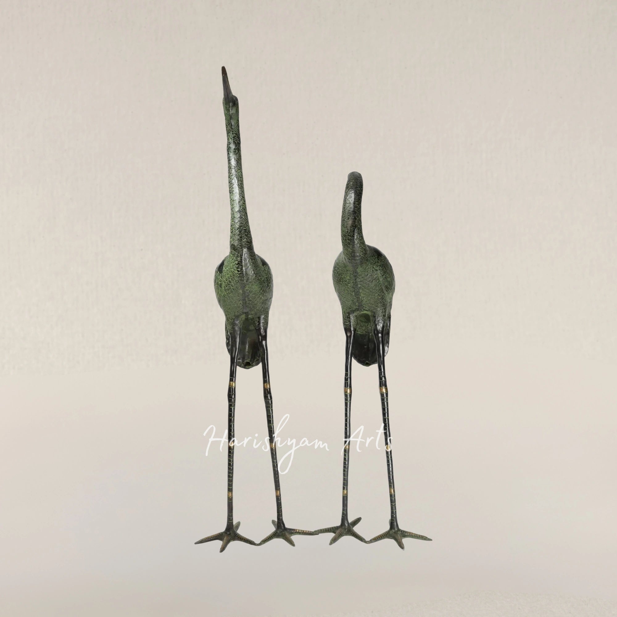 60" Large Pair of Herons | Brass Statues | Home Decor