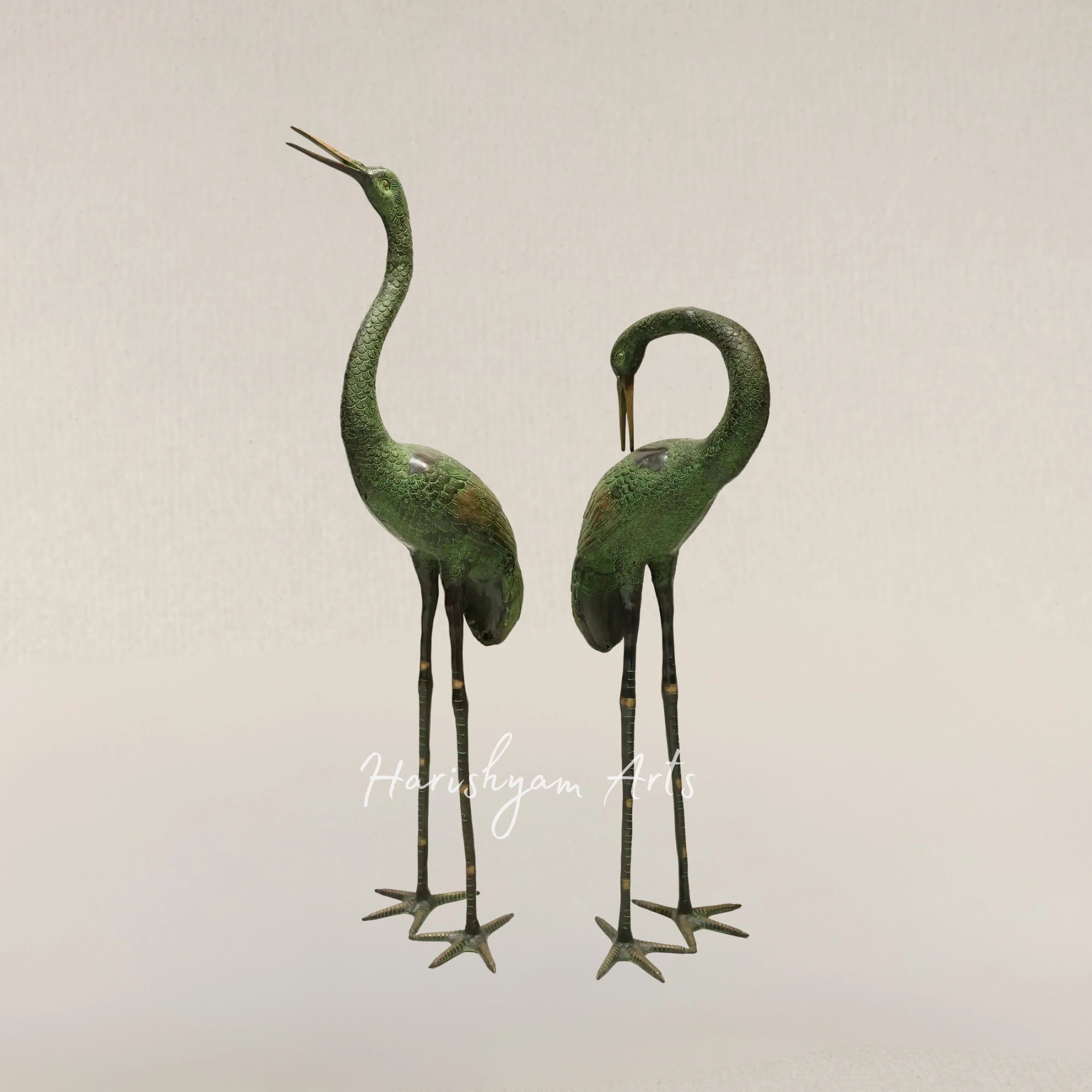 60" Large Pair of Herons | Brass Statues | Home Decor