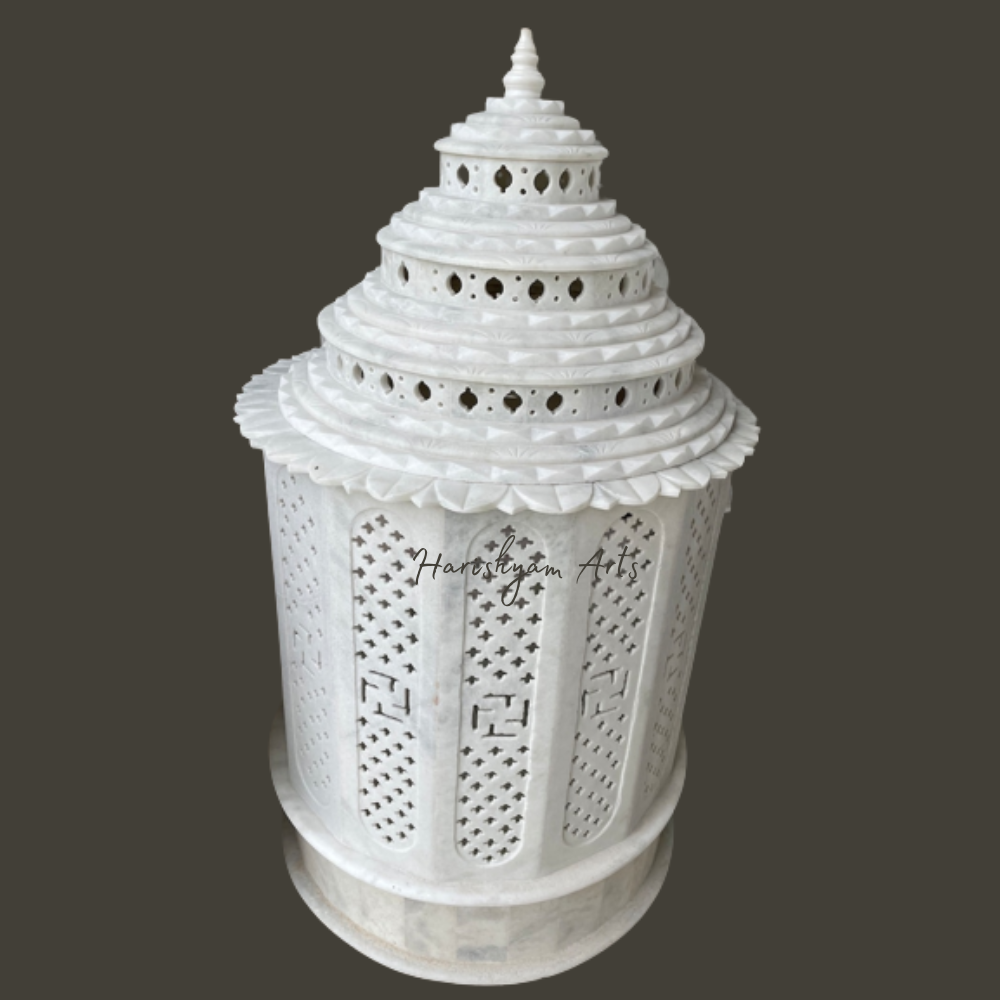 60" Round Mandir in White Marble3