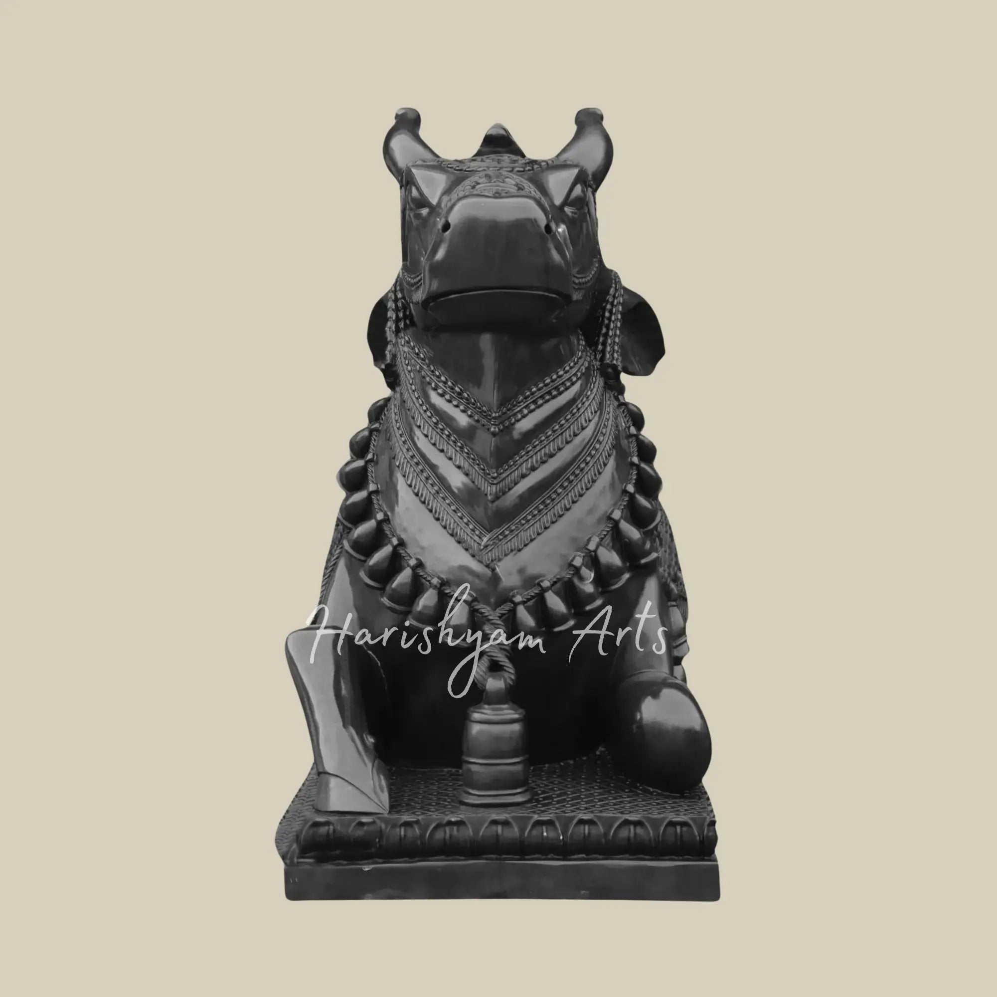 60 inches Large Nandi Murti in Black Marble