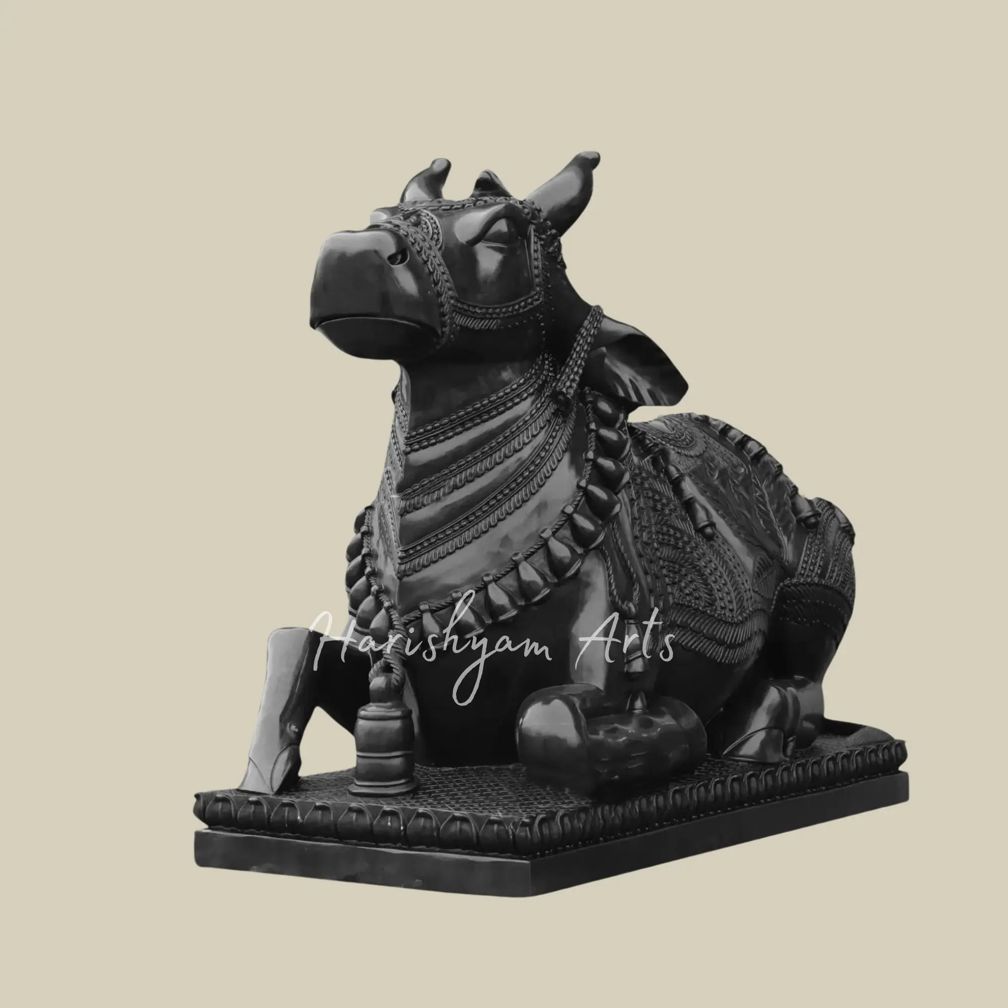 60 inches Large Nandi Murti in Black Marble