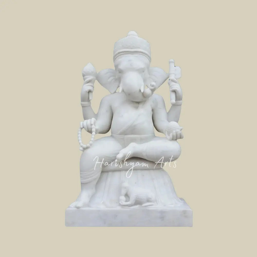 60" Large White Ganesha Statue