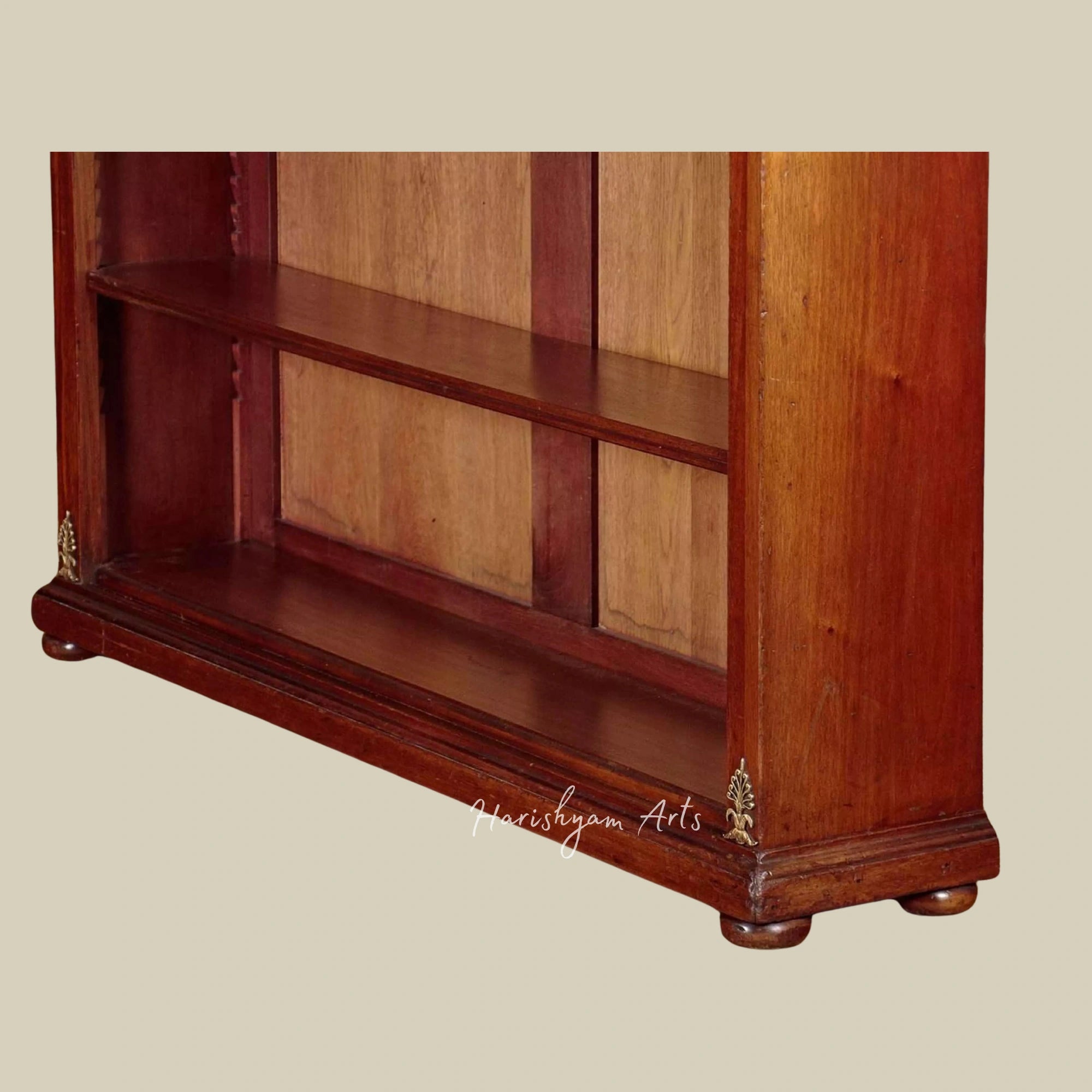 62" Empire Style Wooden Bookshelves with Brass Mounting