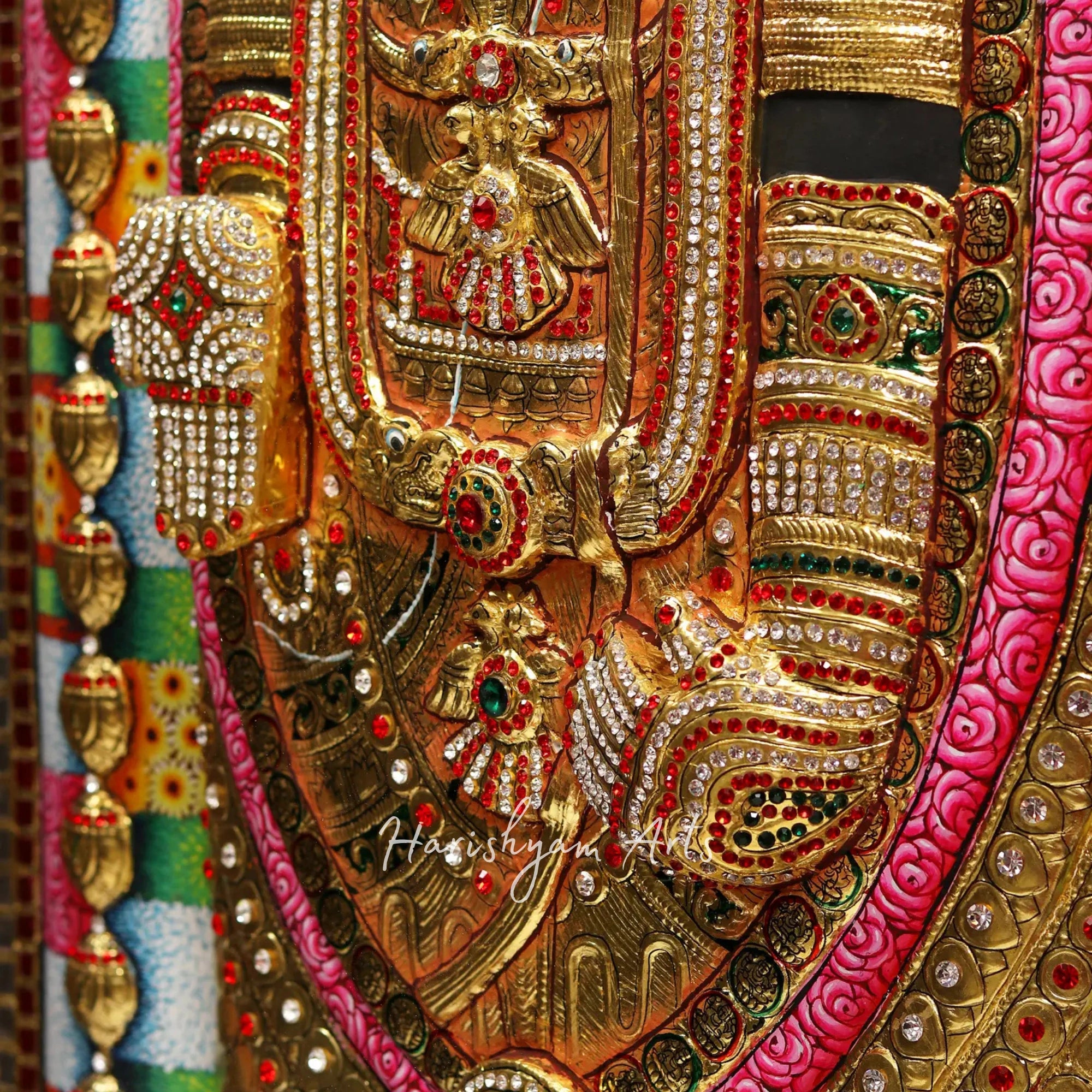 62" Tirupati Balaji Tanjore Painting with Illumination and 22-Karat Gold Embossed Design