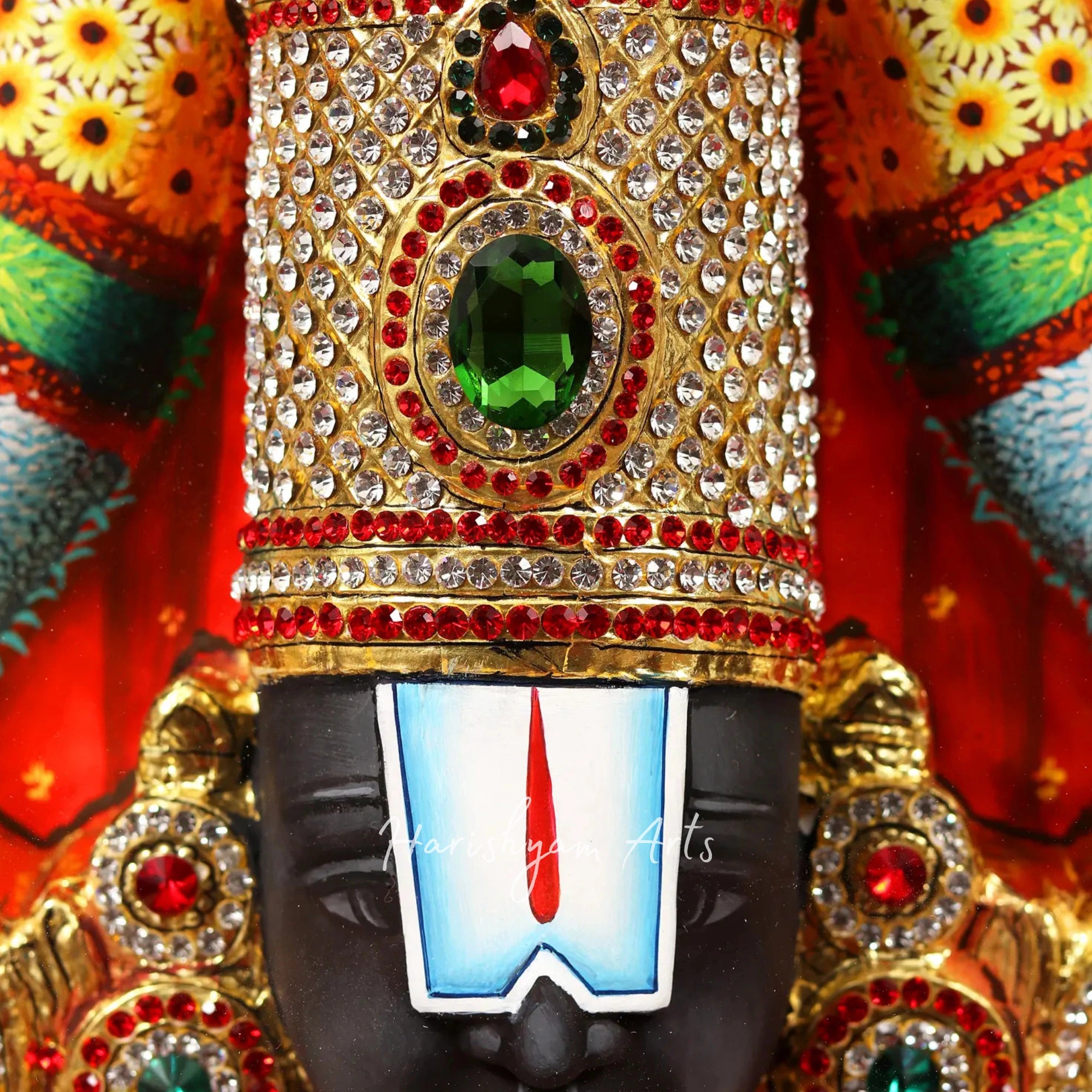 62" Tirupati Balaji Tanjore Painting with Illumination and 22-Karat Gold Embossed Design