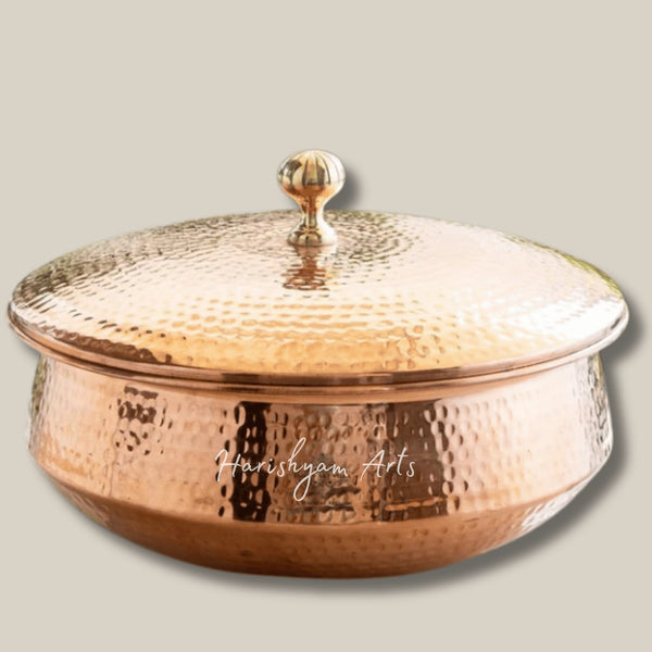 Pure Copper Handi with Lid and Tin Coated Interior for Authentic Indian Cooking