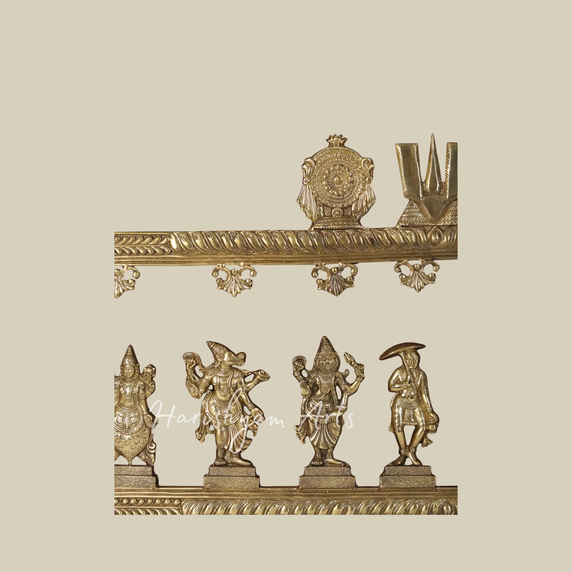 65" Dashavatar Lord Vishnu Brass Wall Art with Handcrafted Wooden Frame