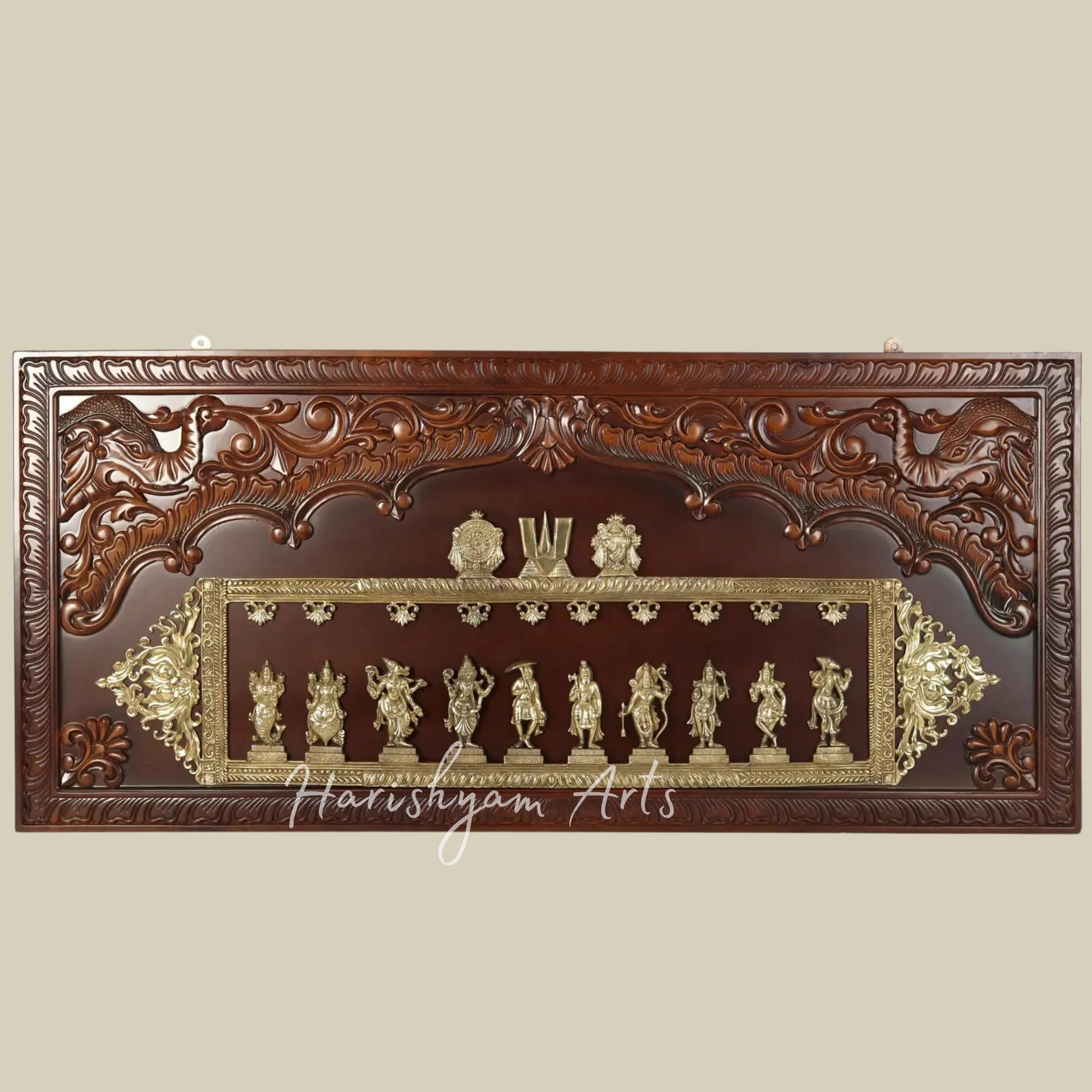 24" Goddess Ashtalakshmi Brass Wall Hanging for Prosperity and Home Decor