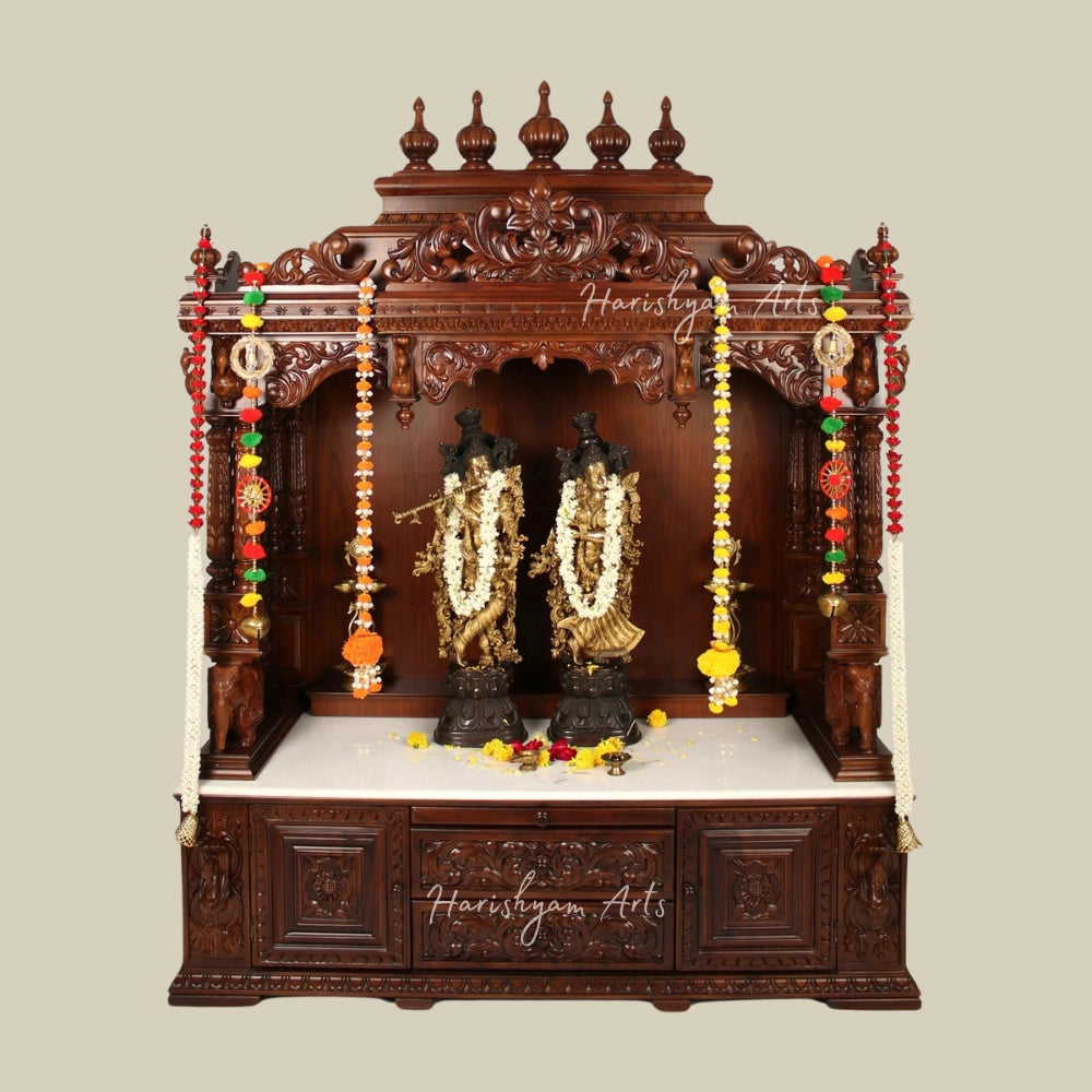 67" Pooja Mandir in Teak Wood | Large Pooja Temple / Altar / Shrine / Pooja Ghar For Home & Office