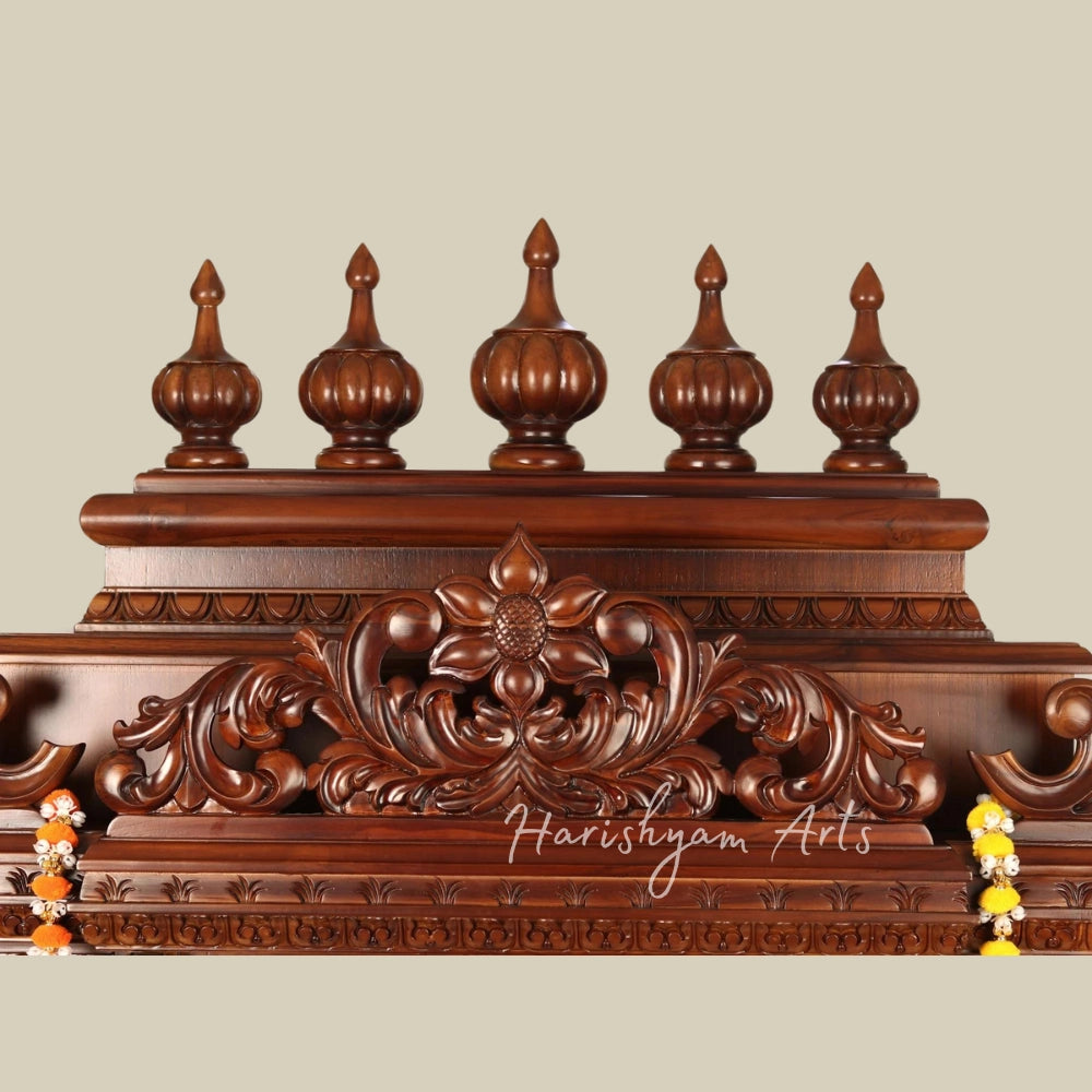 67" Pooja Mandir in Teak Wood | Large Pooja Temple / Altar / Shrine / Pooja Ghar For Home & Office