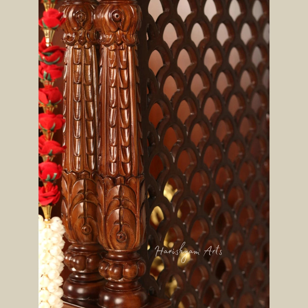 67" Pooja Mandir in Teak Wood | Large Pooja Temple / Altar / Shrine / Pooja Ghar For Home & Office