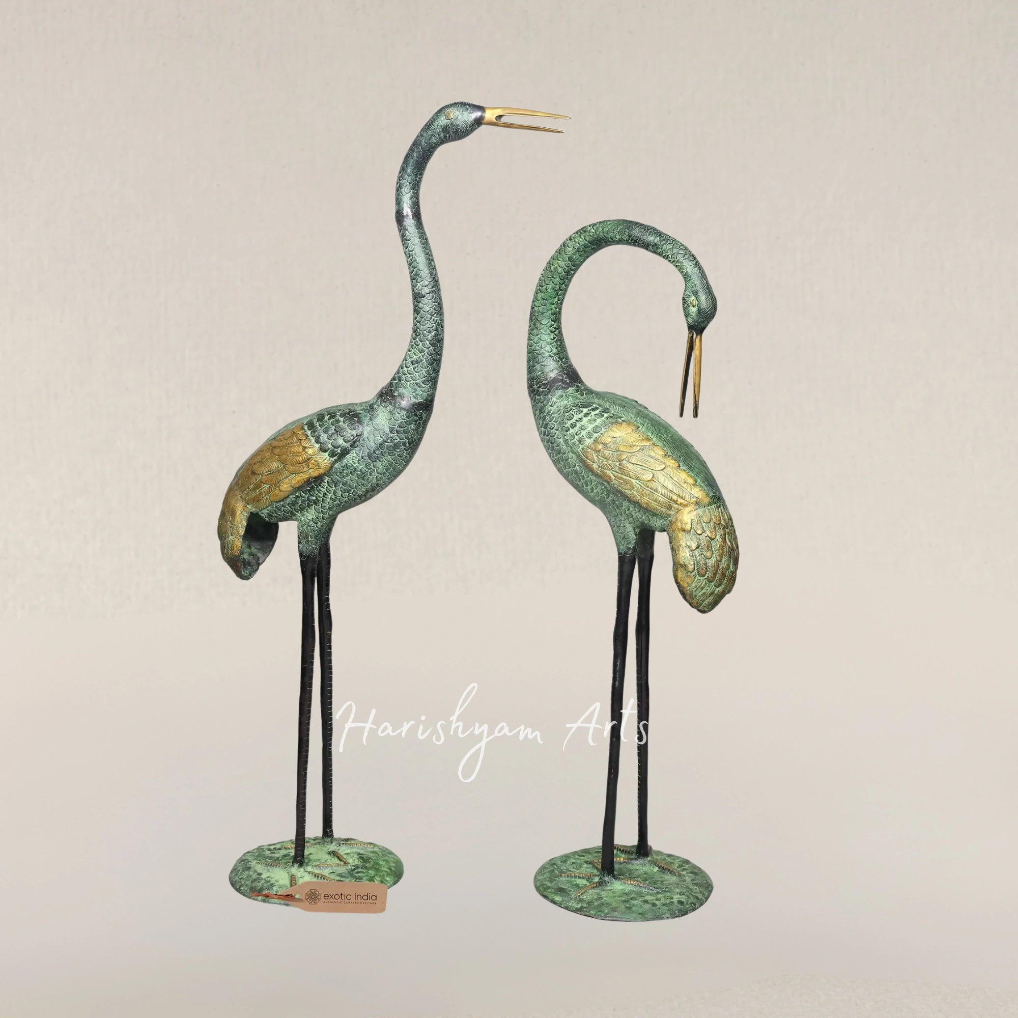 67" Grand Elegant Crane Pair Premium Brass Home Decor Sculptures